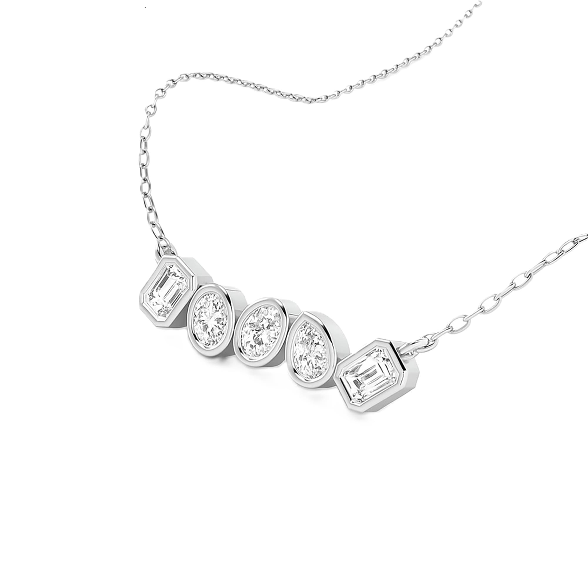LGD Multi-Shape Bar Pendant w/ Chain (1 ct. tw.), Top view in white gold or platinum