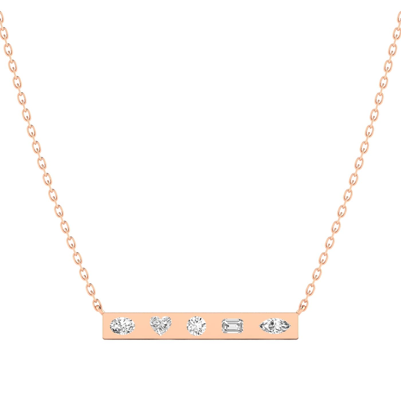 LGD Multi-Shape Bar Pendant w/ Chain (1 ct. tw.), Front view in rose gold