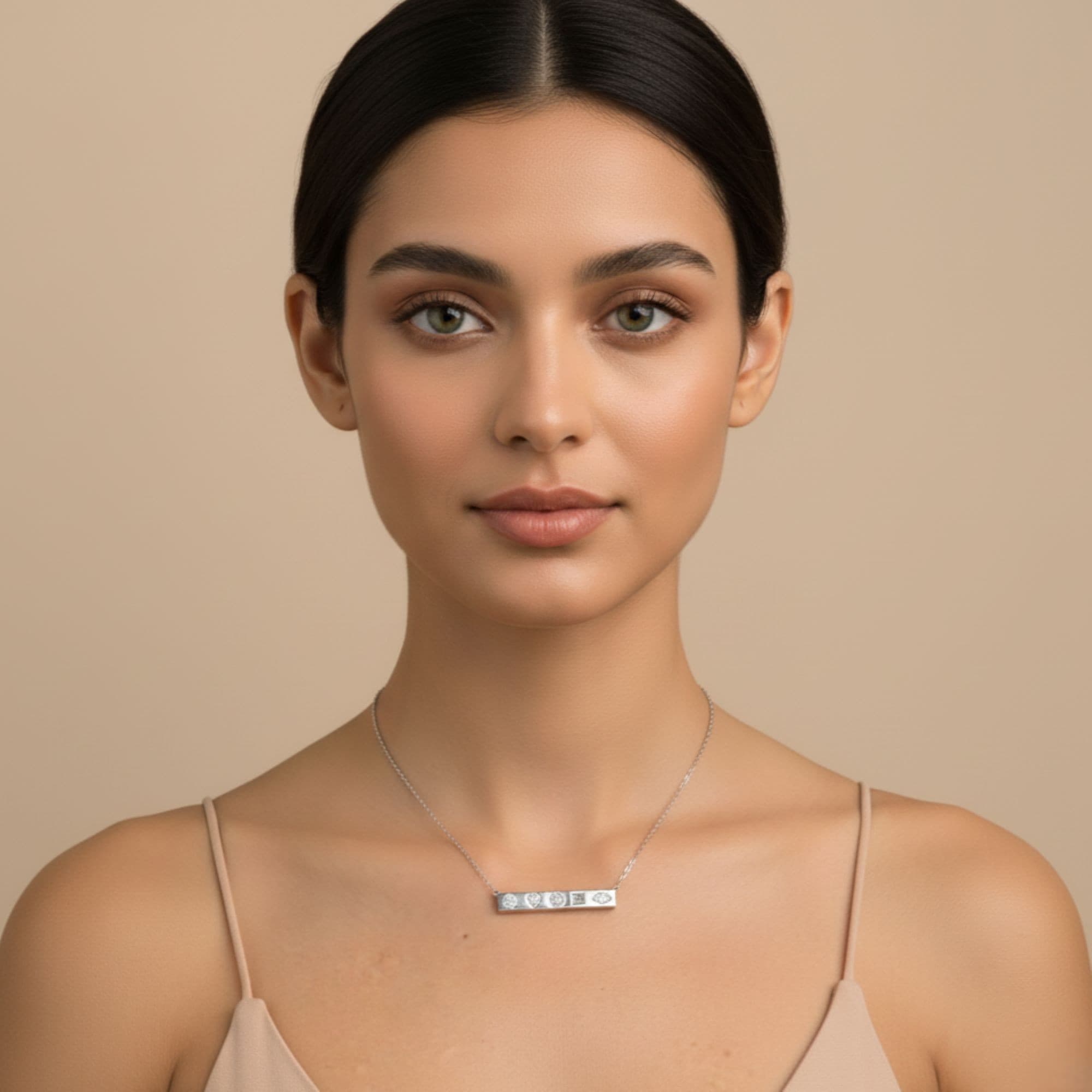 LGD Multi-Shape Bar Pendant w/ Chain (1 ct. tw.), Angle view in white gold or platinum