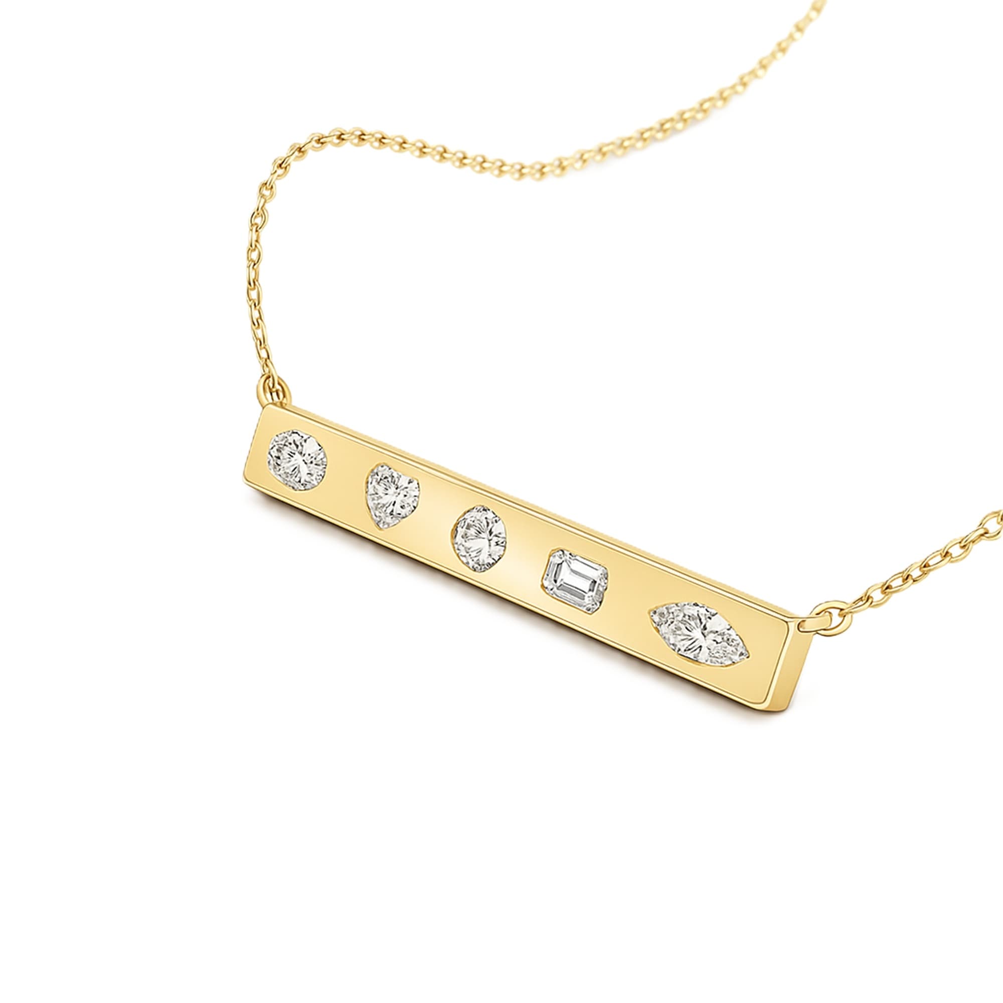 LGD Multi-Shape Bar Pendant w/ Chain (1 ct. tw.), Top view in yellow gold