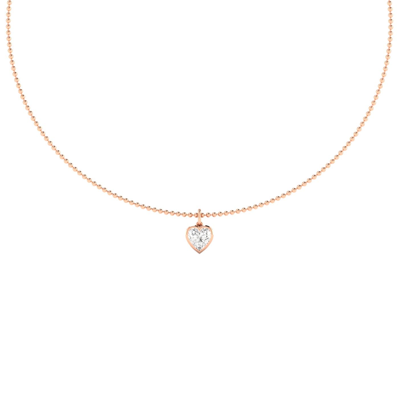 LGD Bezel Set Heart Pendant w/ Chain (2 ct. tw.), Front view in rose gold