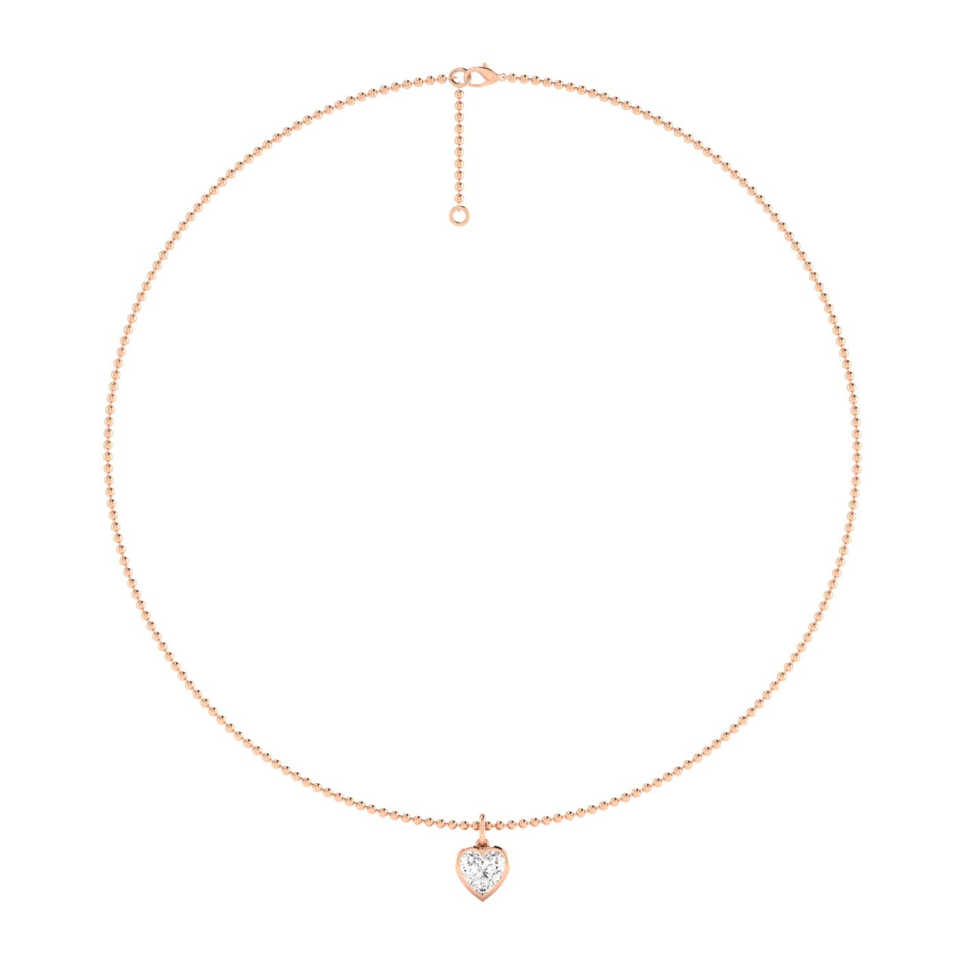 LGD Bezel Set Heart Pendant w/ Chain (2 ct. tw.), Side view in rose gold