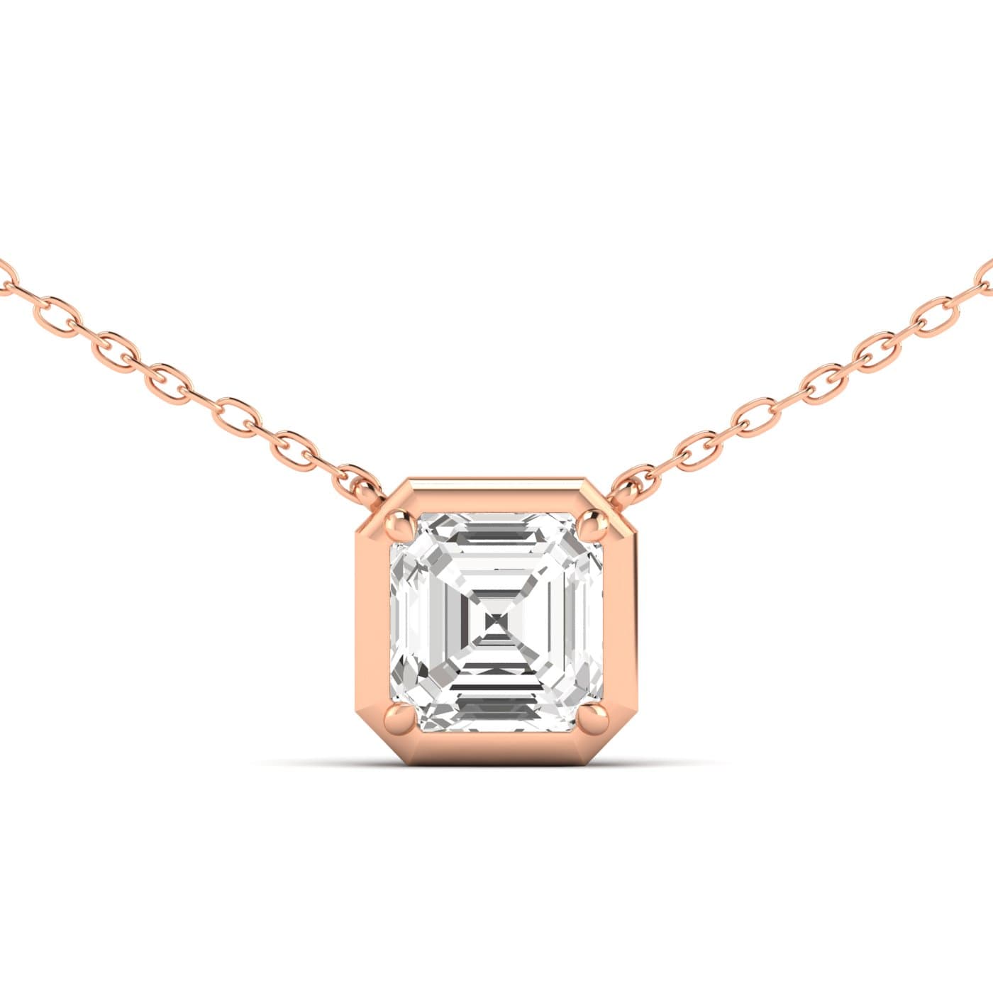 LGD Asscher Cut Pendant w/ Chain (3 ct. tw.), Front view in rose gold