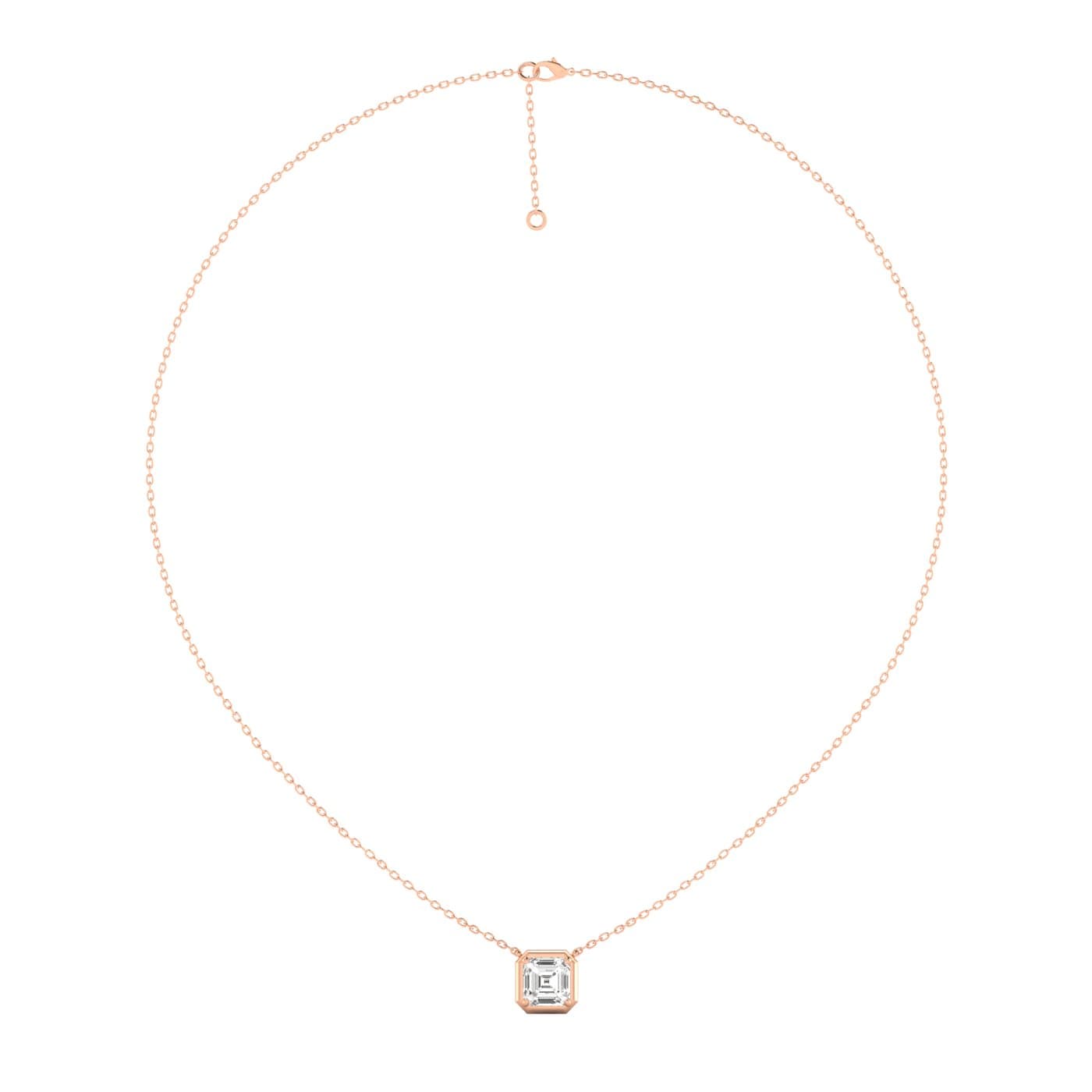 LGD Asscher Cut Pendant w/ Chain (3 ct. tw.), Side view in rose gold