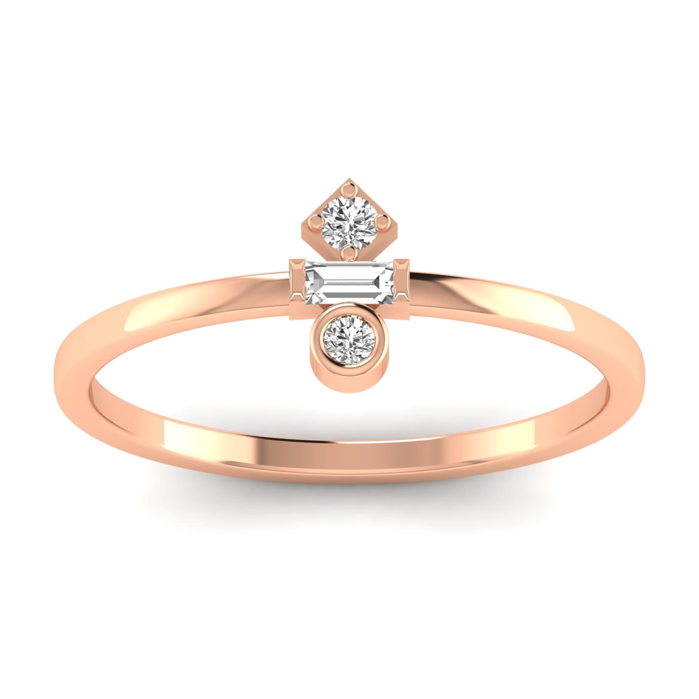 LGD Multi-Shape 3-Stone Ring (0.2 ct. tw.), Front view in rose gold