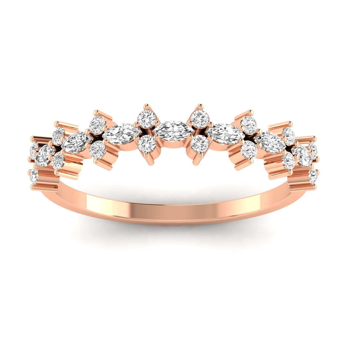 LGD Marquise & Round Ring (0.4 ct. tw.), Front view in rose gold