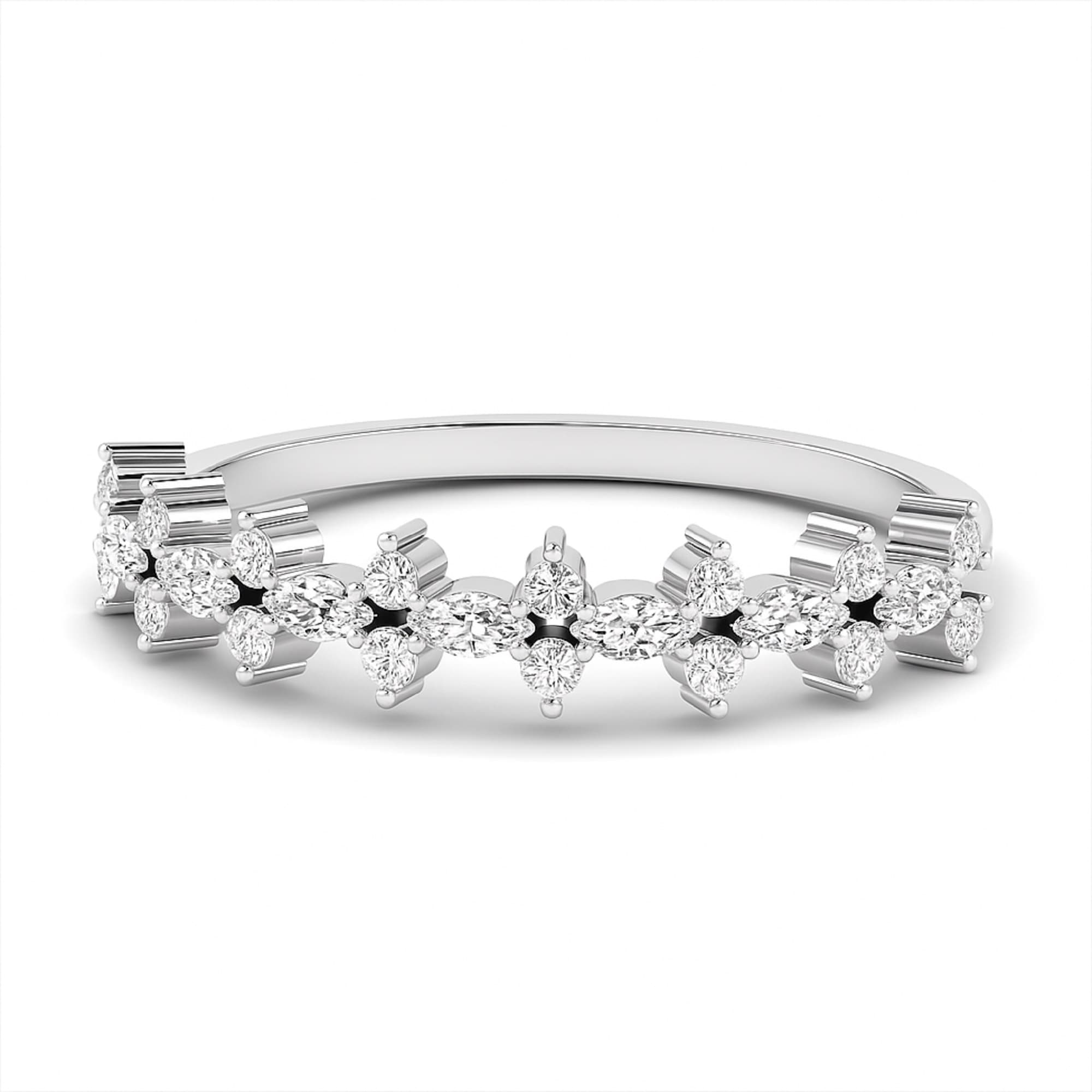 LGD Marquise & Round Ring (0.4 ct. tw.), On hand view in white gold or platinum