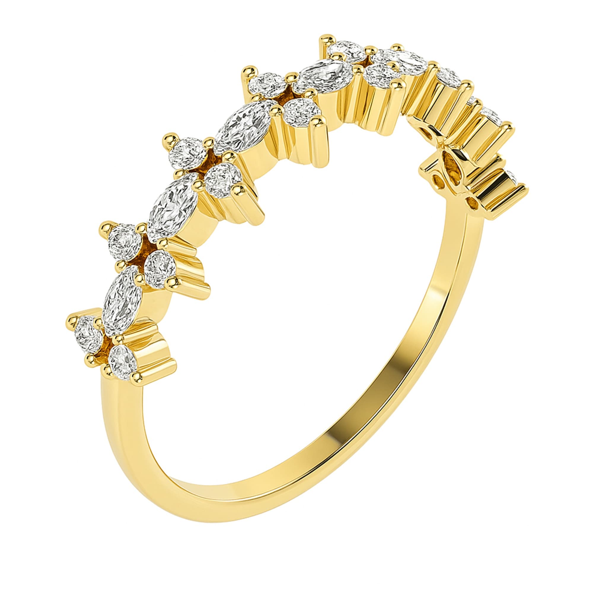 LGD Marquise & Round Ring (0.4 ct. tw.), Top view in yellow gold