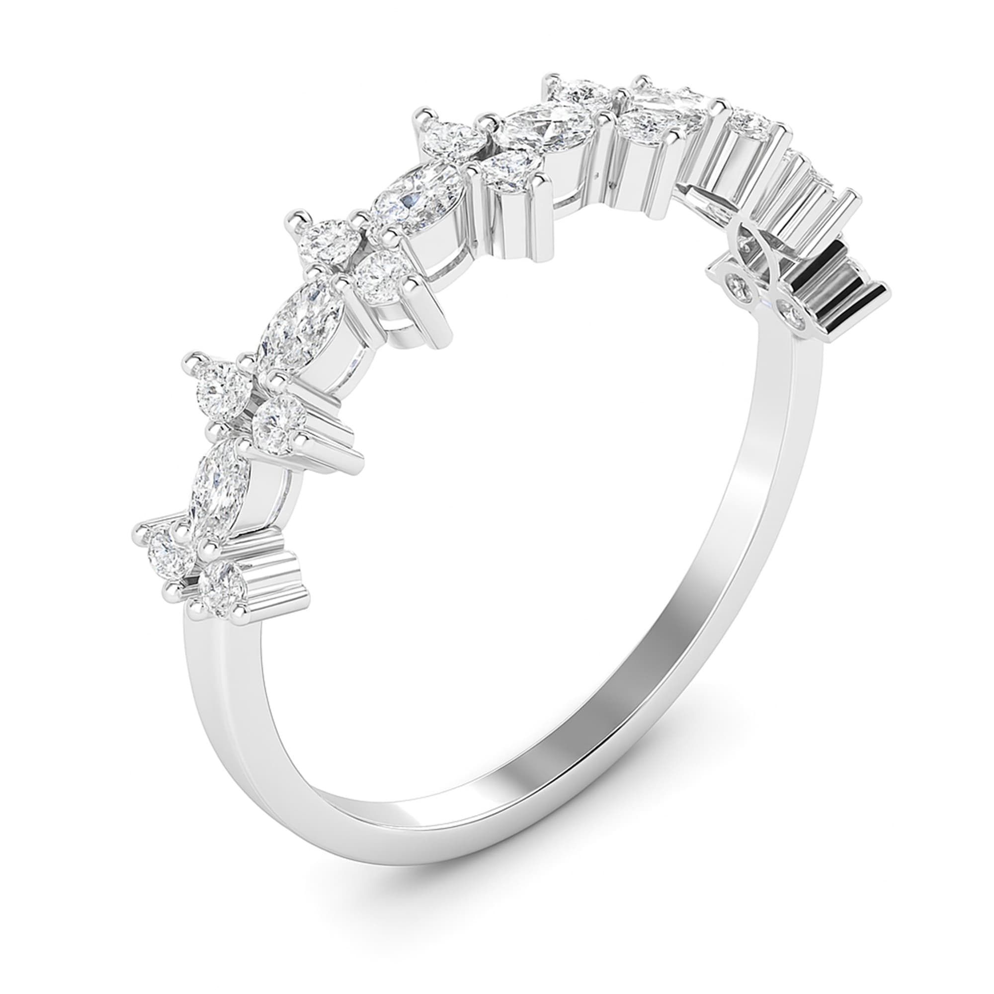 LGD Marquise & Round Ring (0.4 ct. tw.), Top view in white gold or platinum
