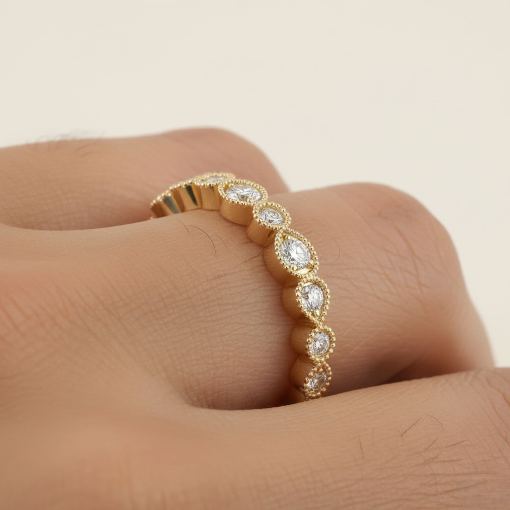 LGD Milgrain Fashion Ring (1/2 ct. tw.), Front view in yellow gold
