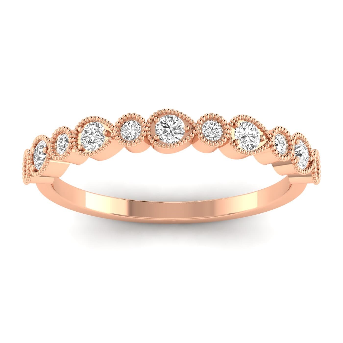 LGD Milgrain Fashion Ring (1/2 ct. tw.), Front view in rose gold