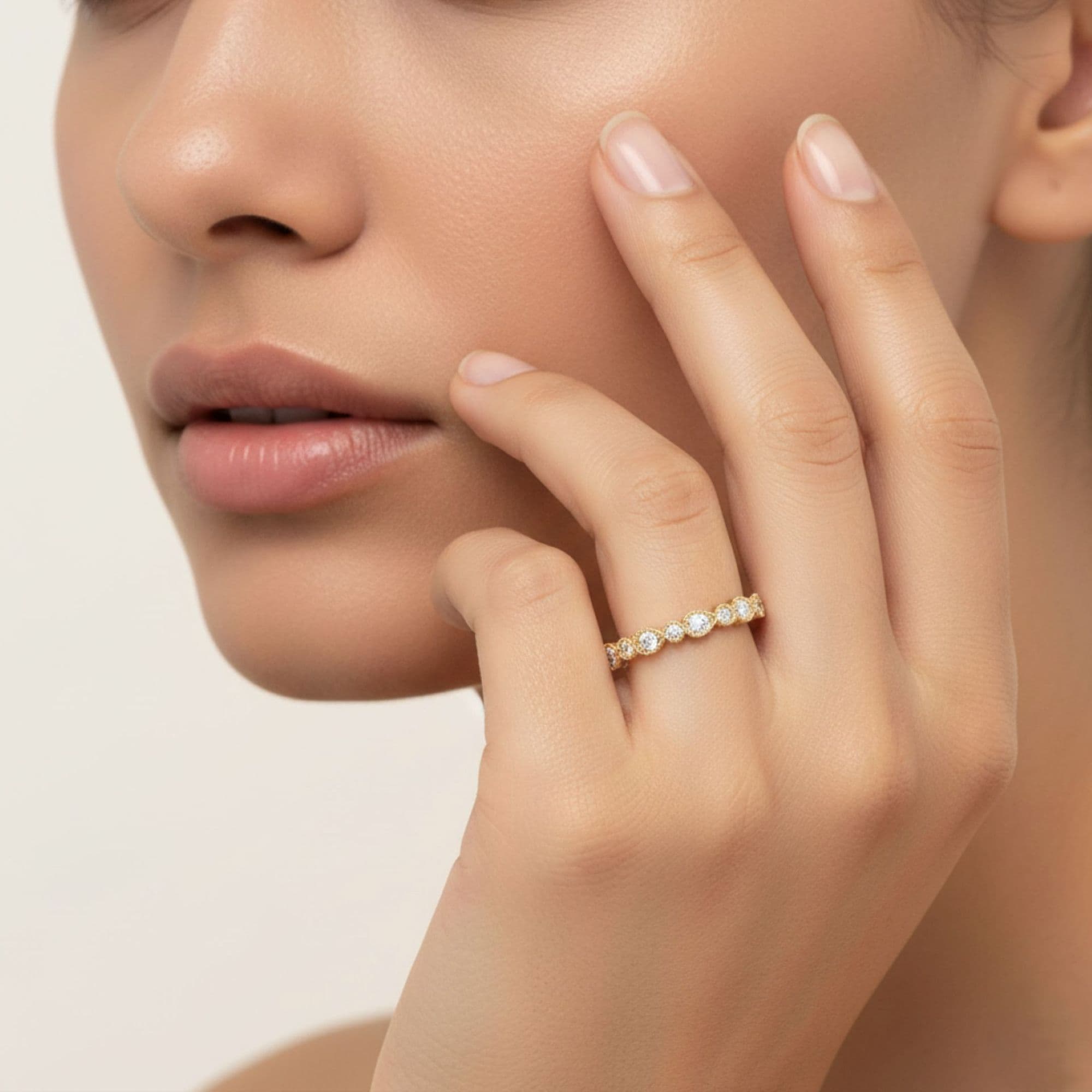 LGD Milgrain Fashion Ring (1/2 ct. tw.), Angle view in yellow gold