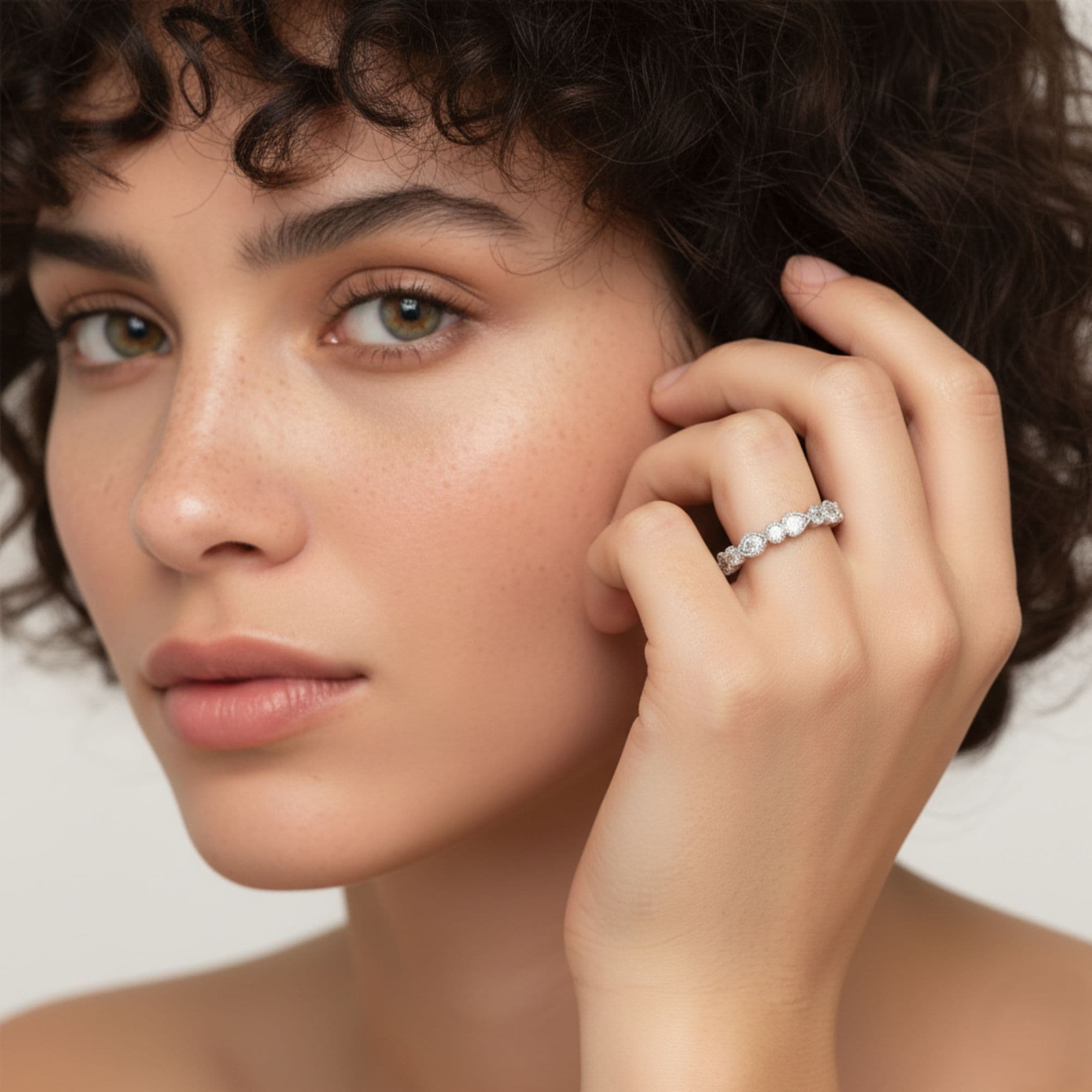 LGD Milgrain Fashion Ring (1/2 ct. tw.), Angle view in white gold or platinum