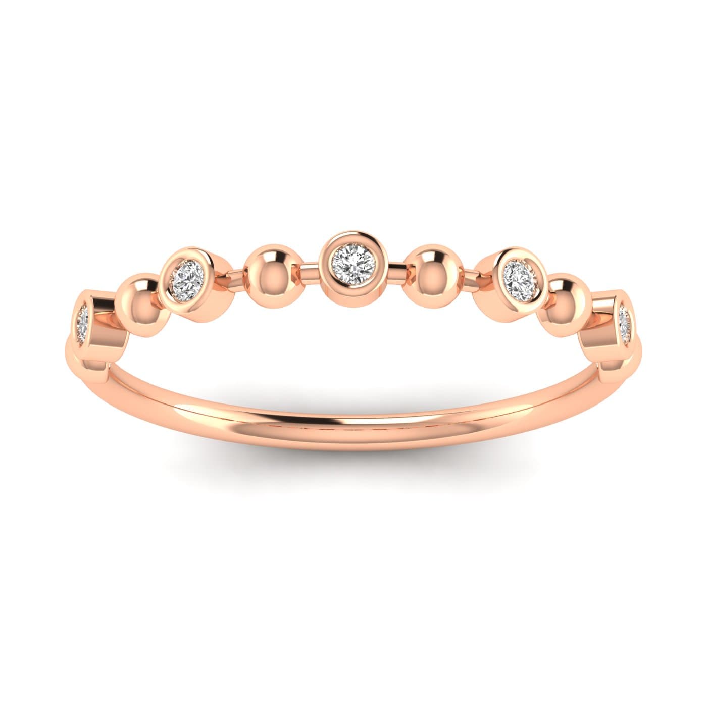 Alternating Bead & Lab Diamond Ring (1/4 ct. tw.), Front view in rose gold