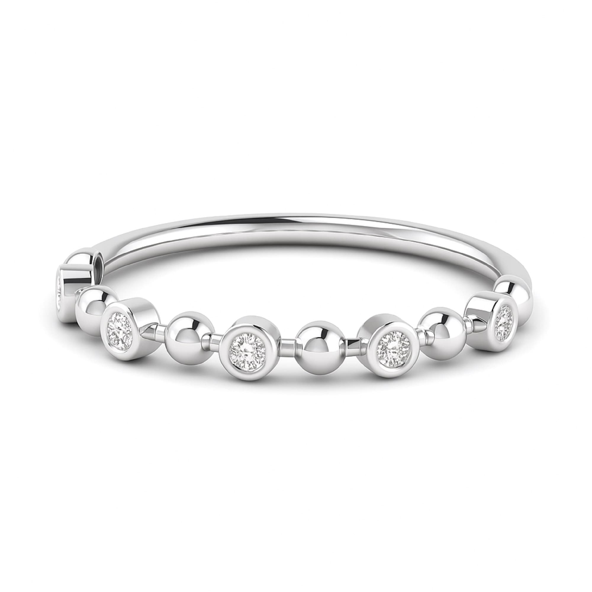 Alternating Bead & Lab Diamond Ring (1/4 ct. tw.), On hand view in white gold or platinum