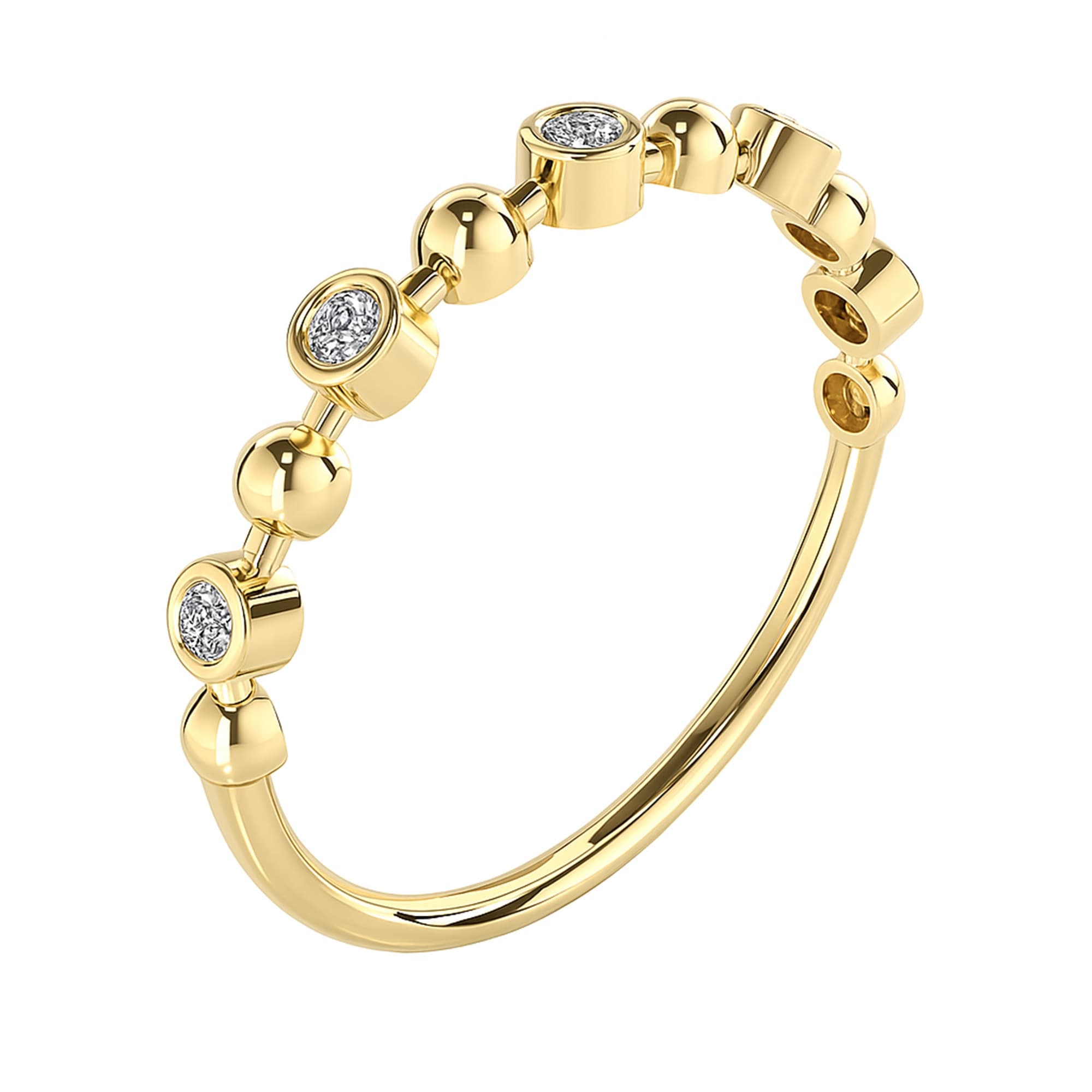 Alternating Bead & Lab Diamond Ring (1/4 ct. tw.), Top view in yellow gold