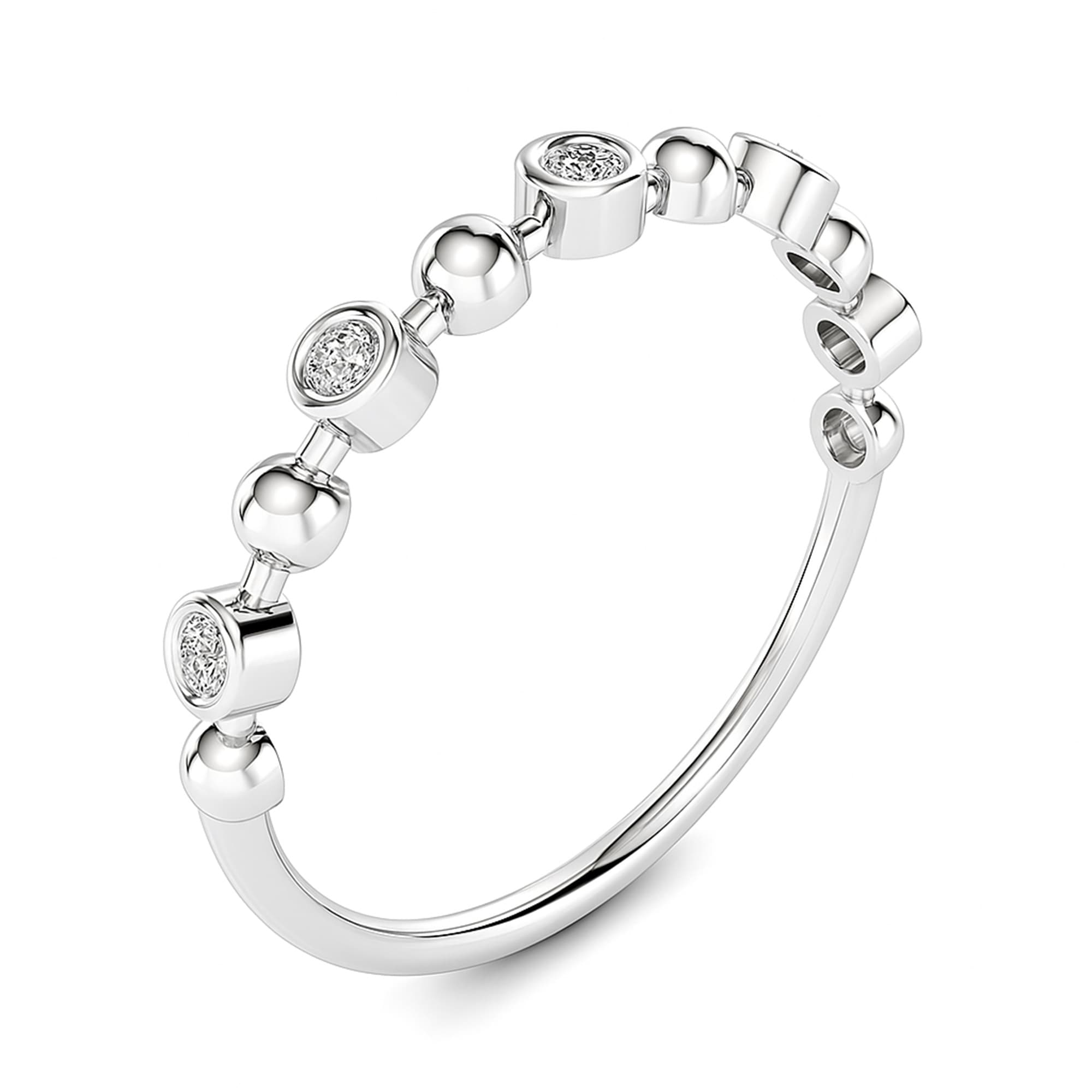 Alternating Bead & Lab Diamond Ring (1/4 ct. tw.), Top view in white gold or platinum