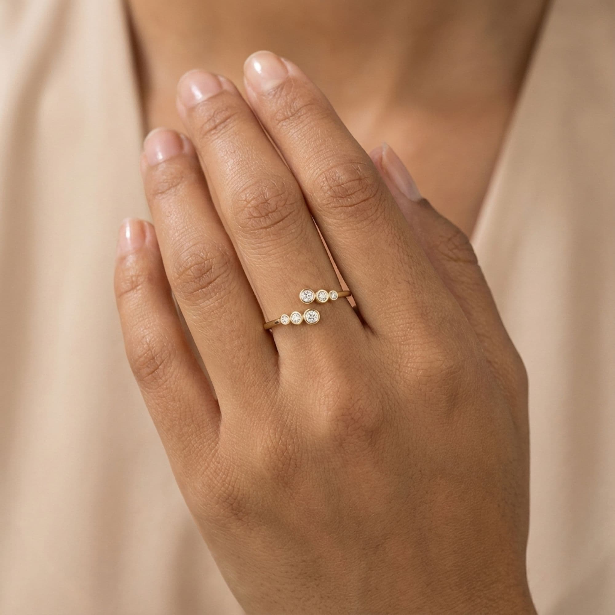 LGD Bypass Ring (1/8 ct. tw.), Front view in yellow gold