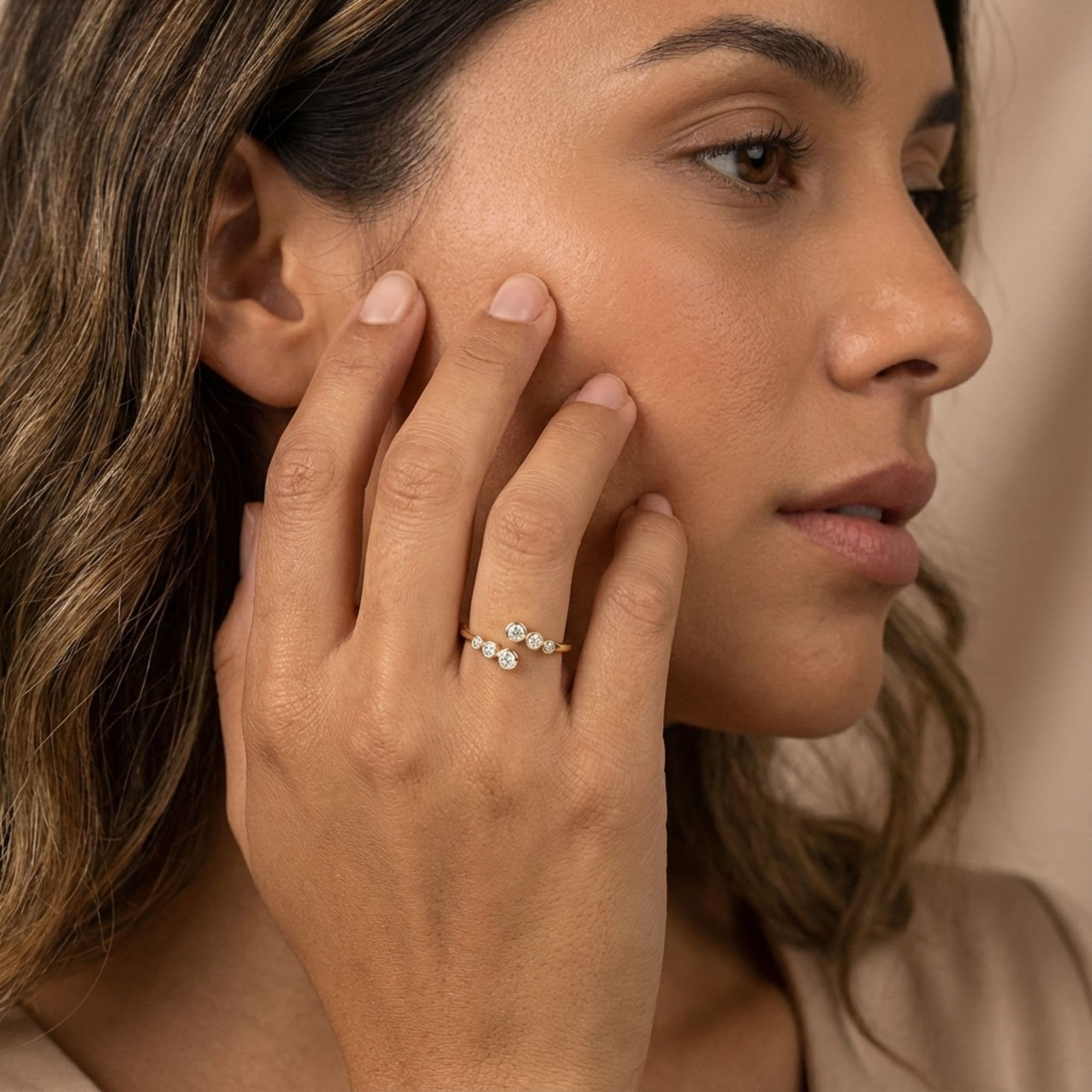 LGD Bypass Ring (1/8 ct. tw.), Angle view in yellow gold