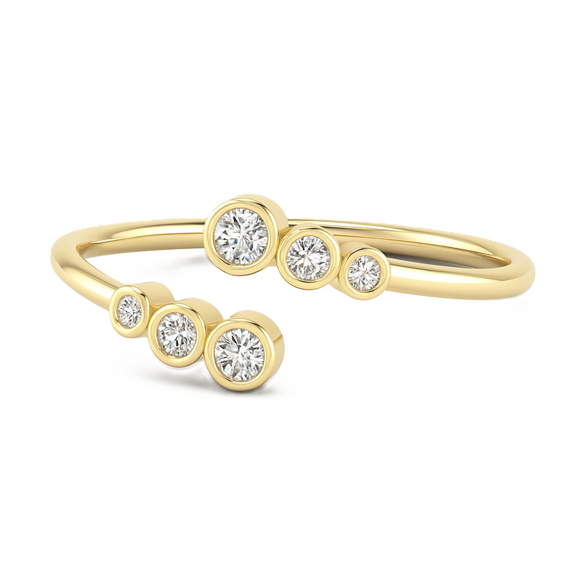 LGD Bypass Ring (1/8 ct. tw.), On hand view in yellow gold