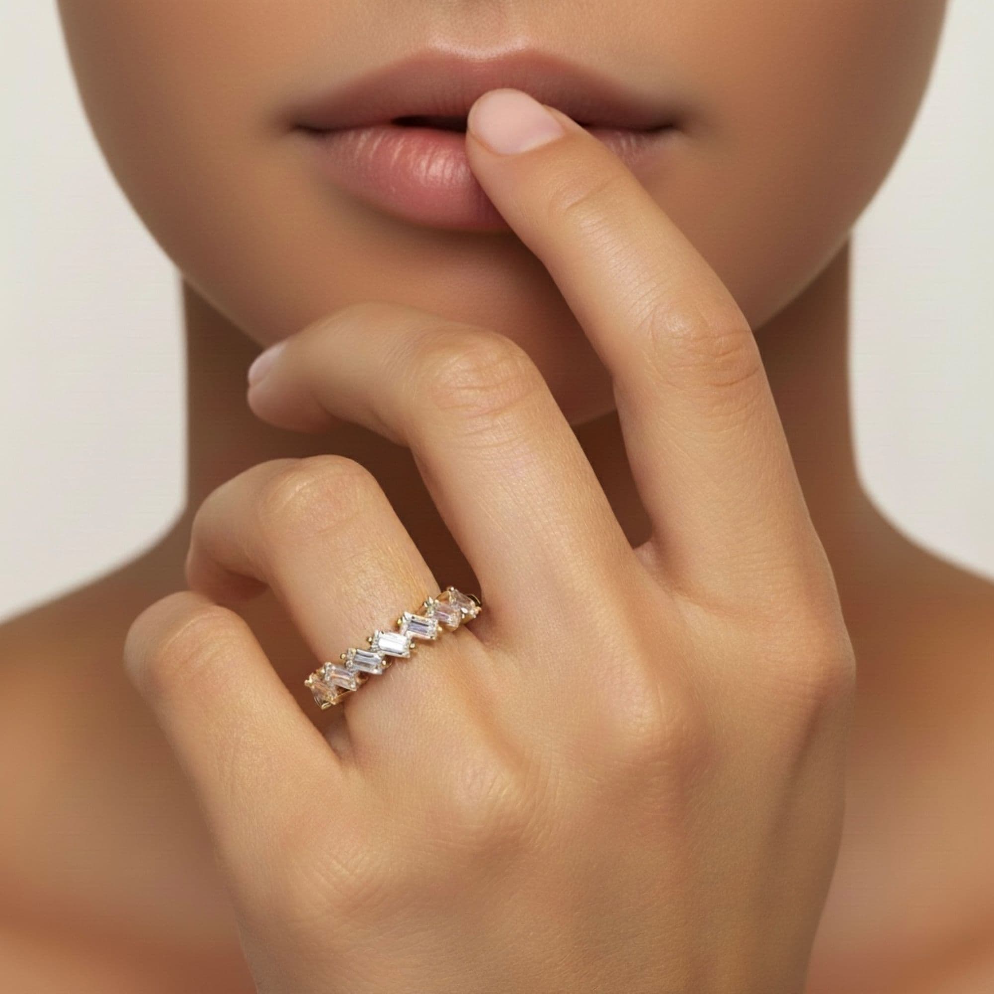 LGD Baguette Ring (1/2 ct. tw.), Side view in yellow gold