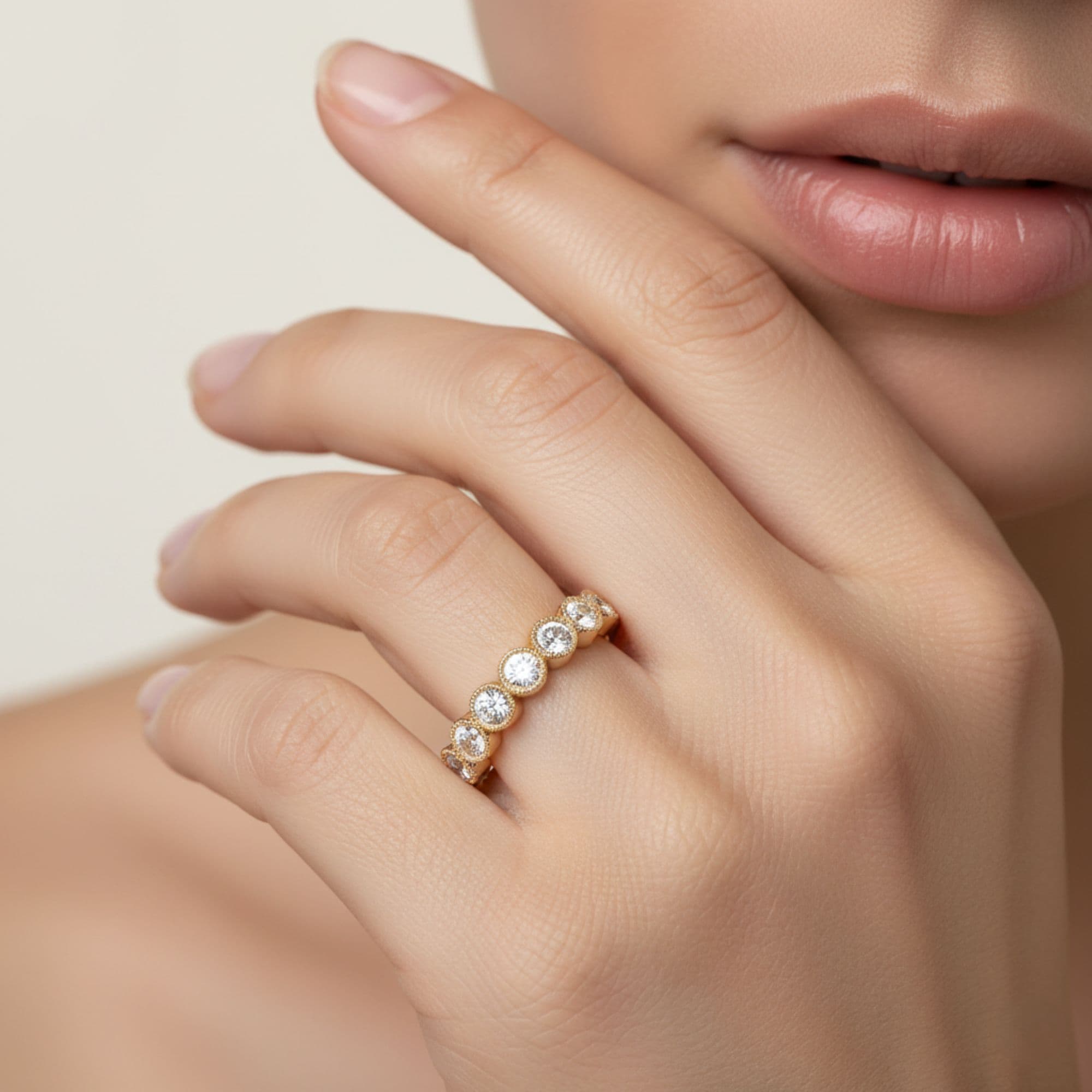 LGD Milgrain Fashion Ring (1/2 ct. tw.), Side view in yellow gold
