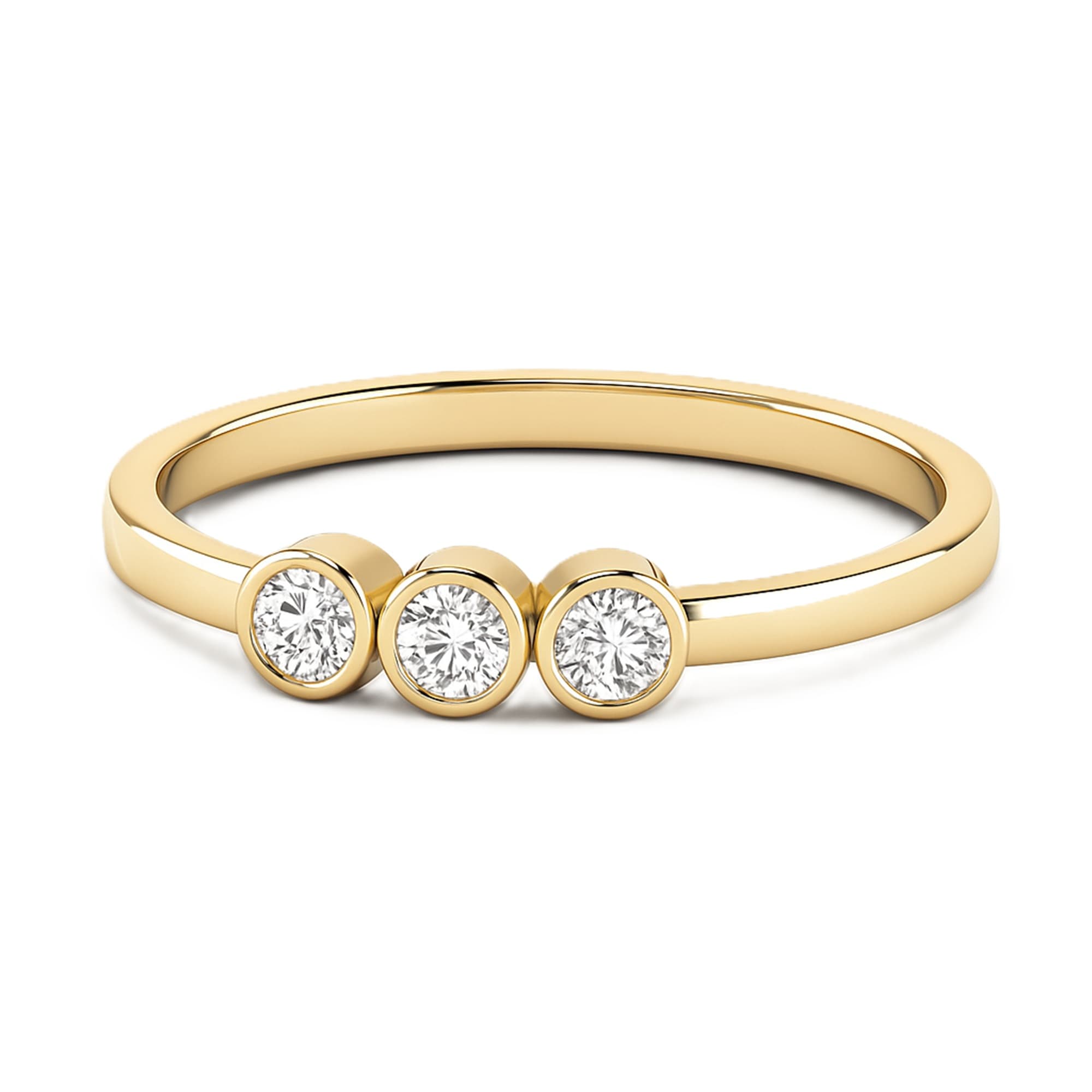 LGD 3-Stone Fashion Ring (0.2 ct. tw.), On hand view in yellow gold
