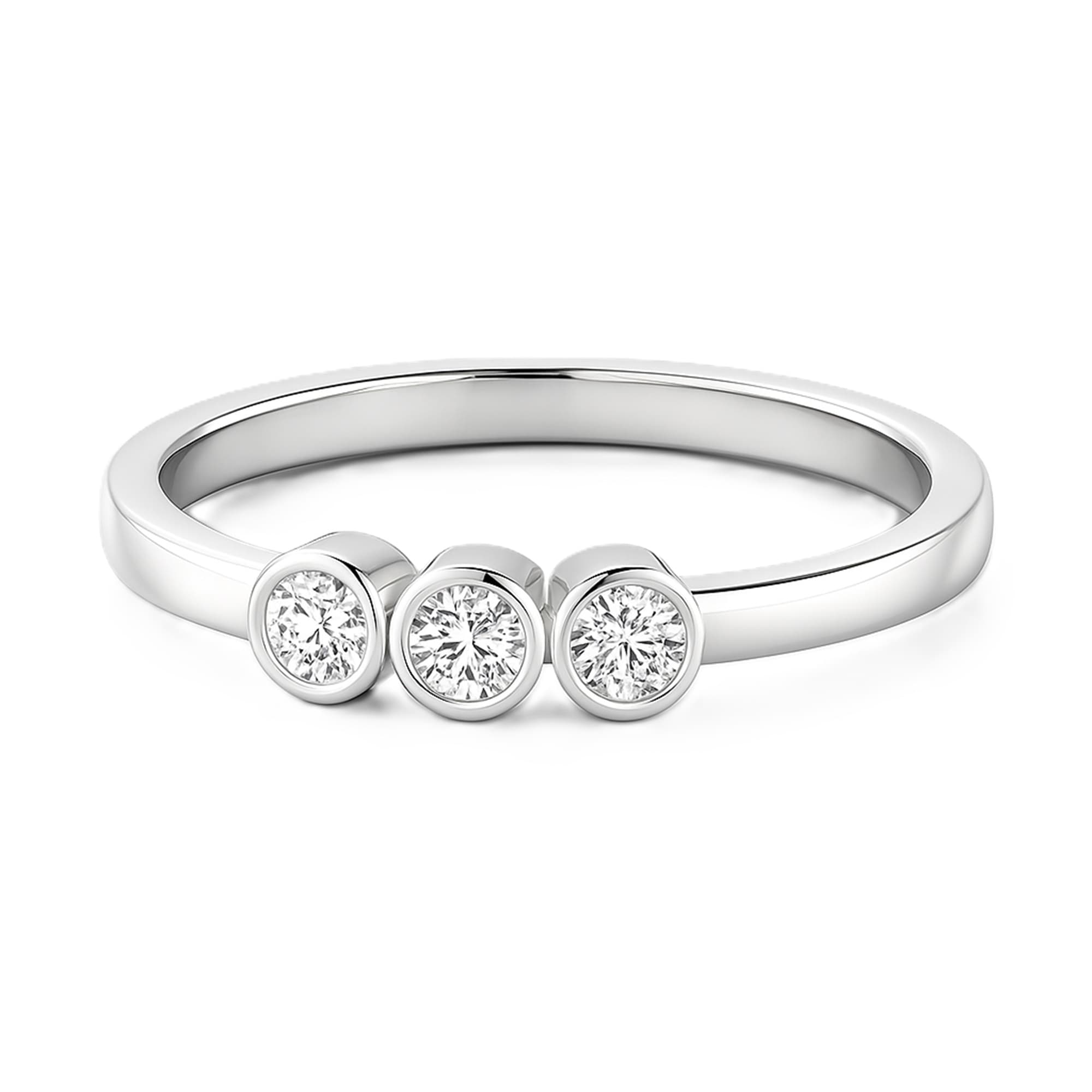 LGD 3-Stone Fashion Ring (0.2 ct. tw.), On hand view in white gold or platinum
