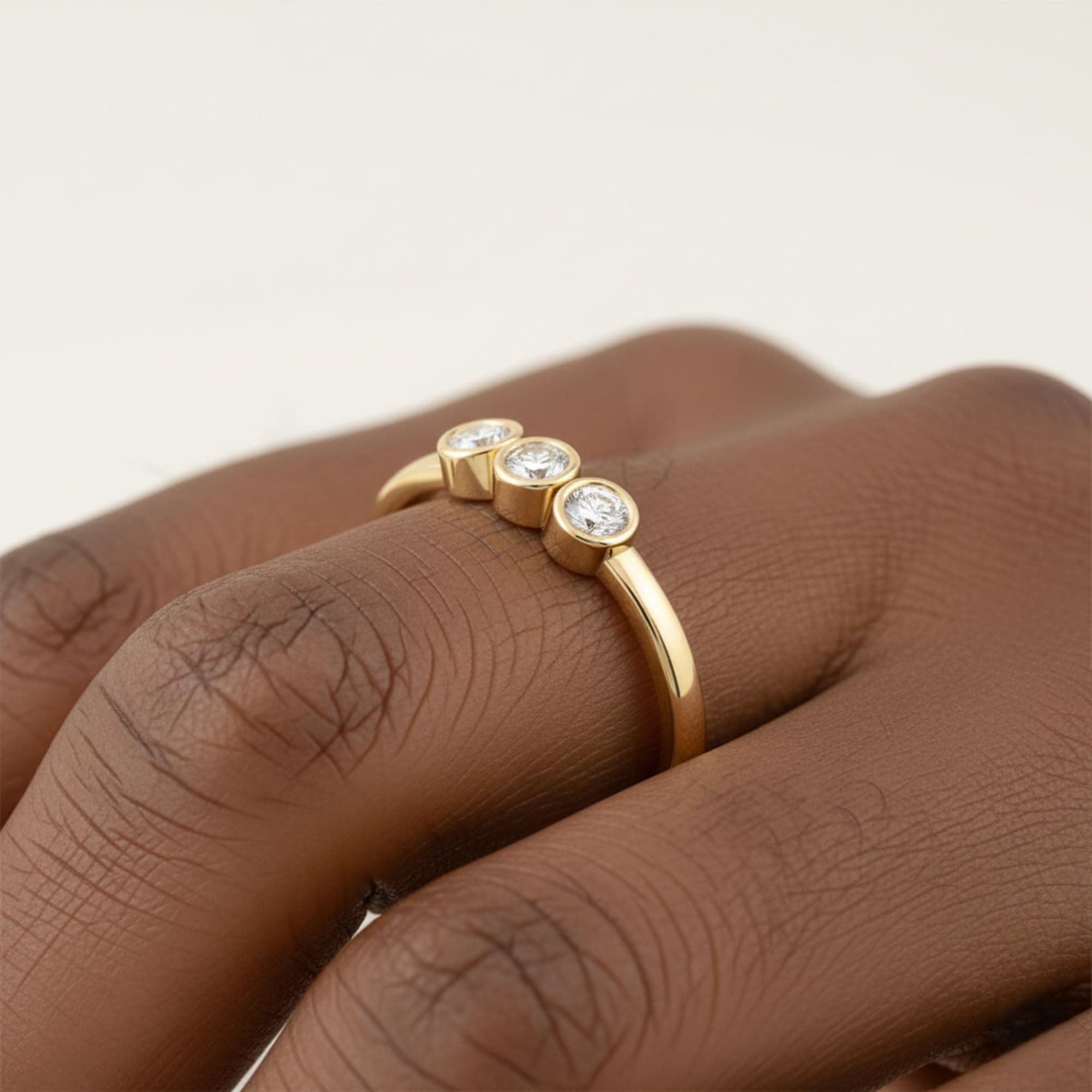 LGD 3-Stone Fashion Ring (0.2 ct. tw.), Side view in yellow gold