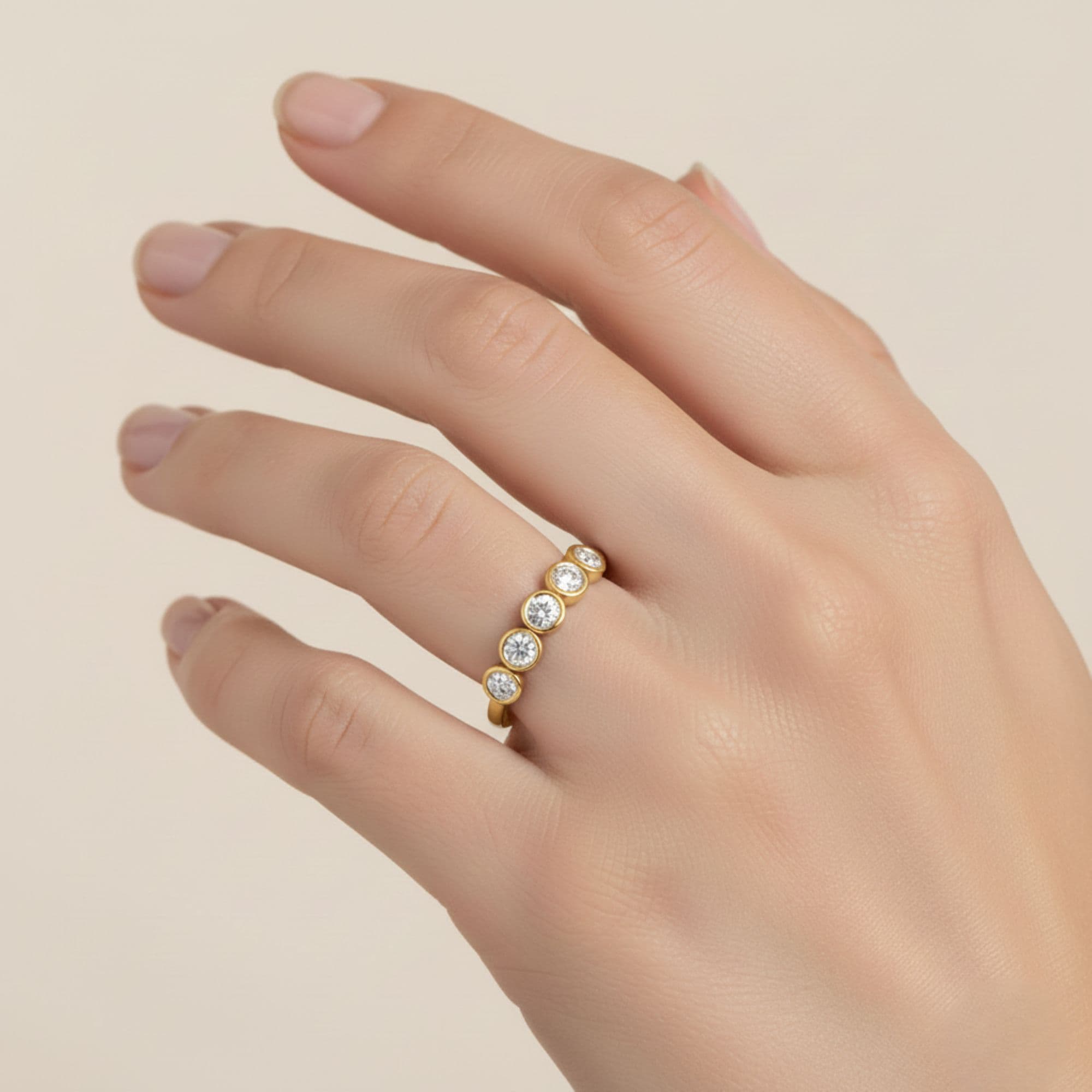 LGD Round 5-Stone Ring (1/2 ct. tw.), Front view in yellow gold