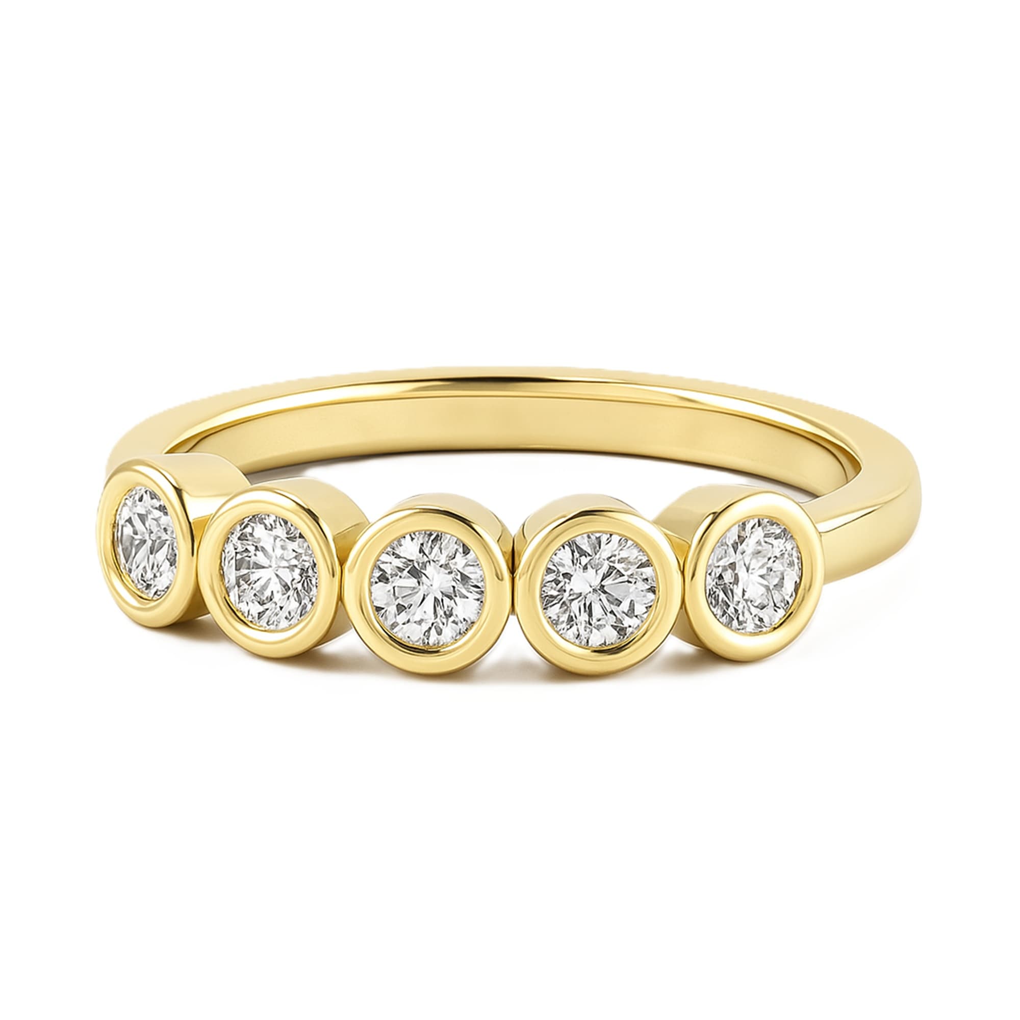 LGD Round 5-Stone Ring (1/2 ct. tw.), On hand view in yellow gold