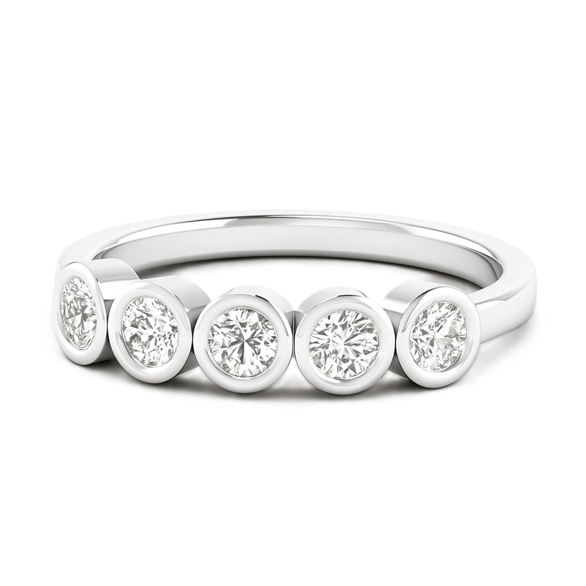 LGD Round 5-Stone Ring (1/2 ct. tw.), On hand view in white gold or platinum
