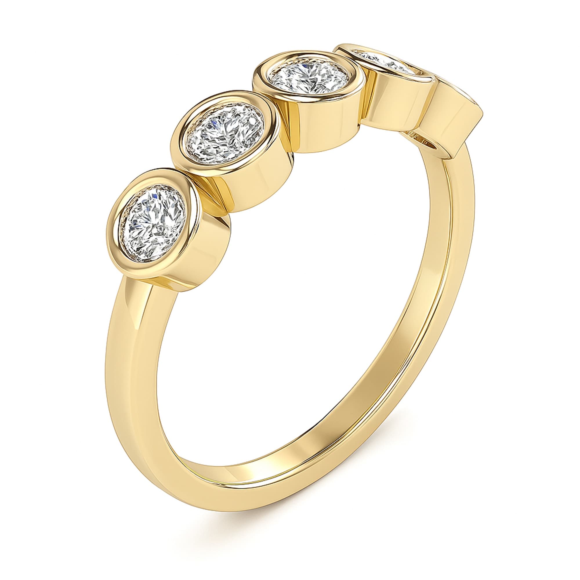 LGD Round 5-Stone Ring (1/2 ct. tw.), Top view in yellow gold