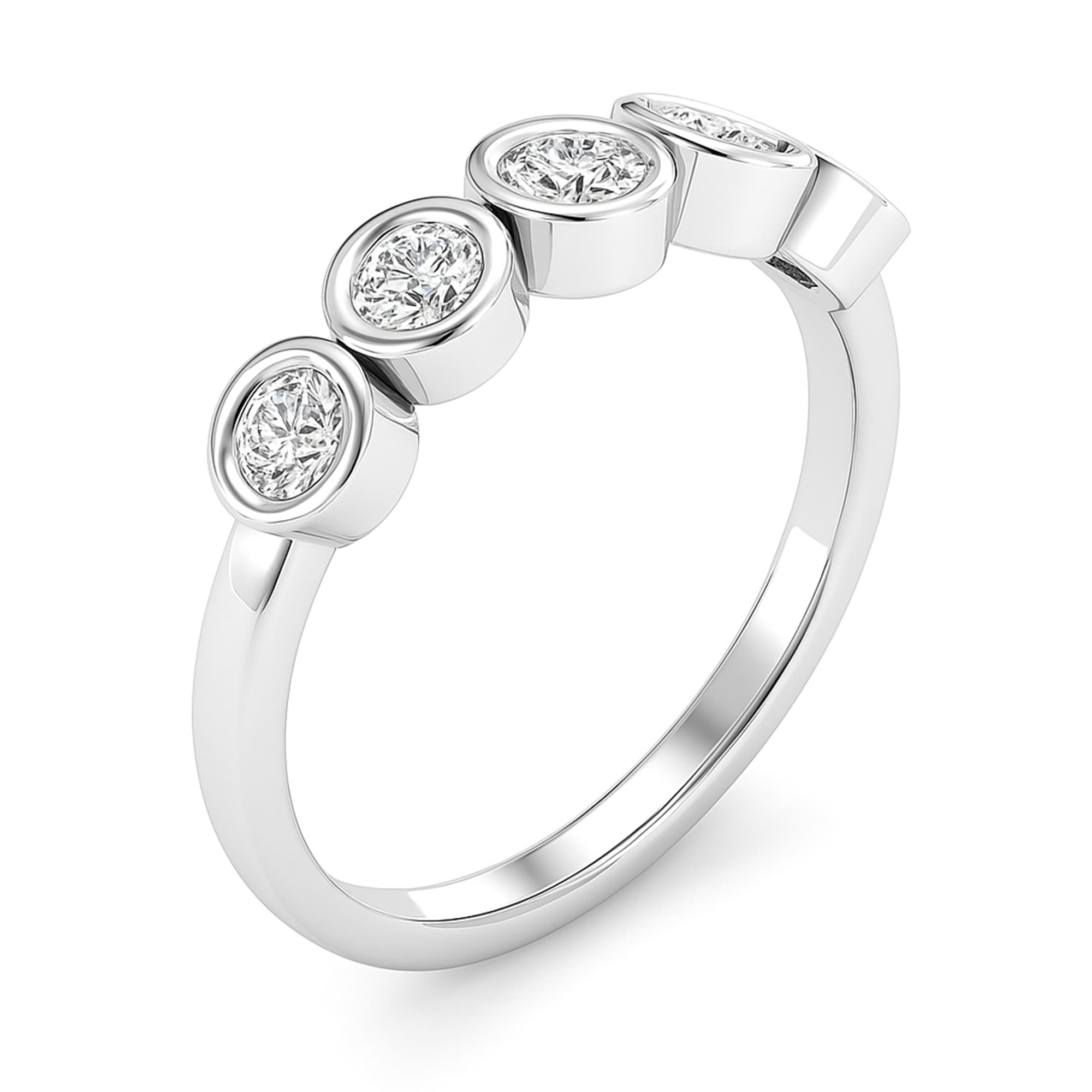 LGD Round 5-Stone Ring (1/2 ct. tw.), Top view in white gold or platinum