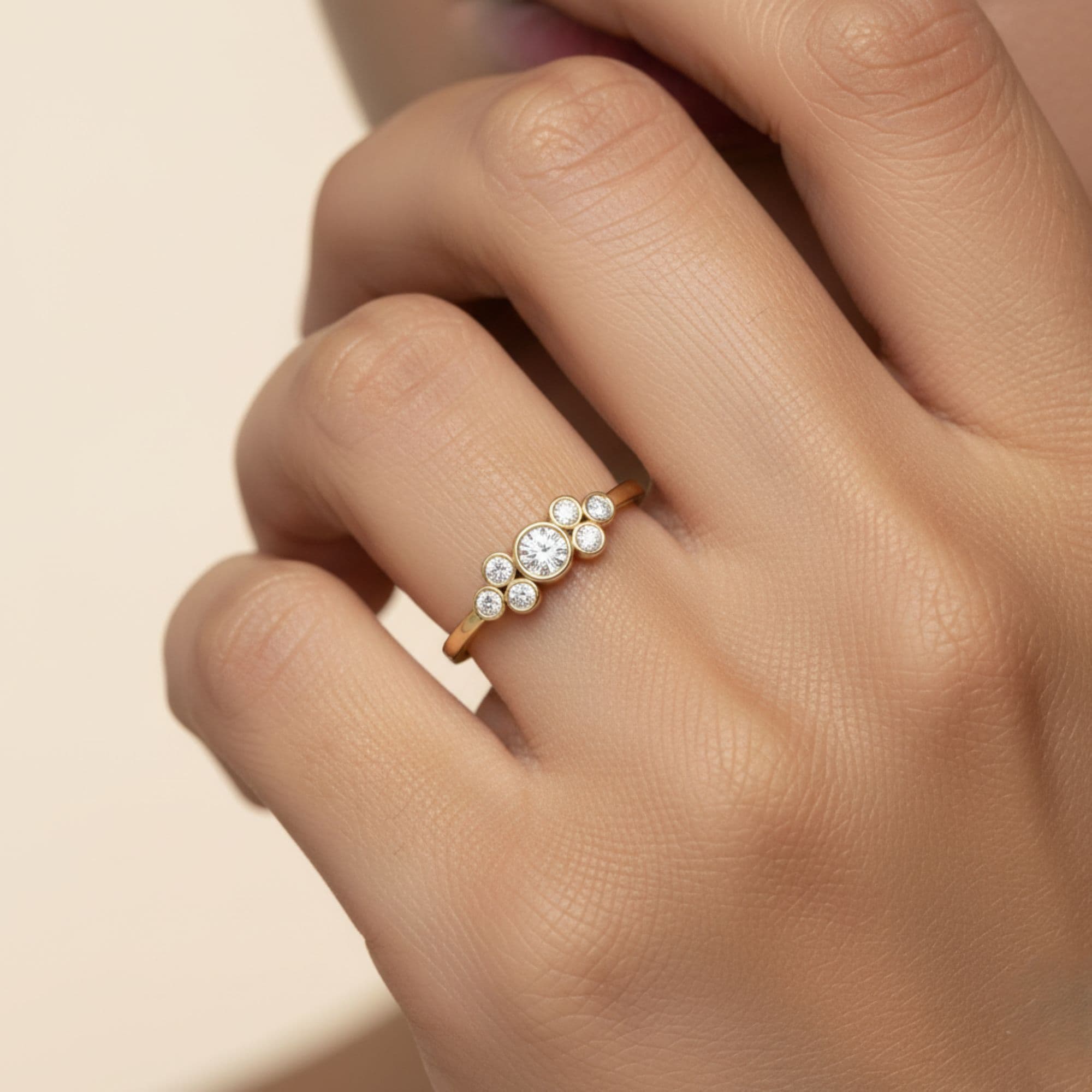 LGD Bezel Cluster Ring (1/2 ct. tw.), Front view in yellow gold