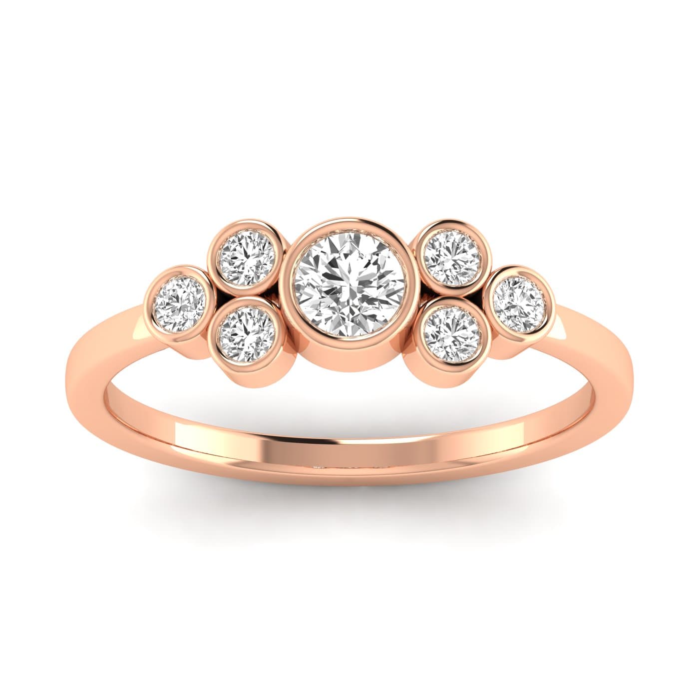 LGD Bezel Cluster Ring (1/2 ct. tw.), Front view in rose gold