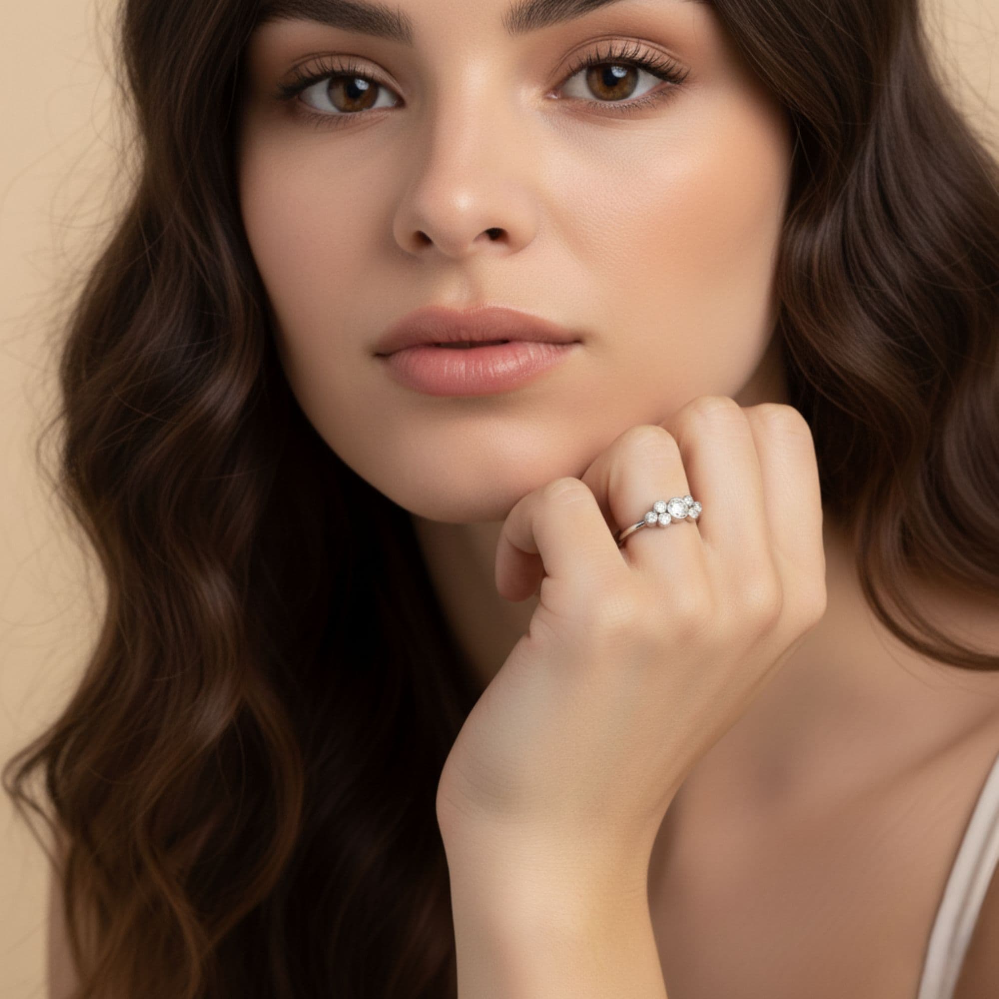 LGD Bezel Cluster Ring (1/2 ct. tw.), Angle view in white gold or platinum