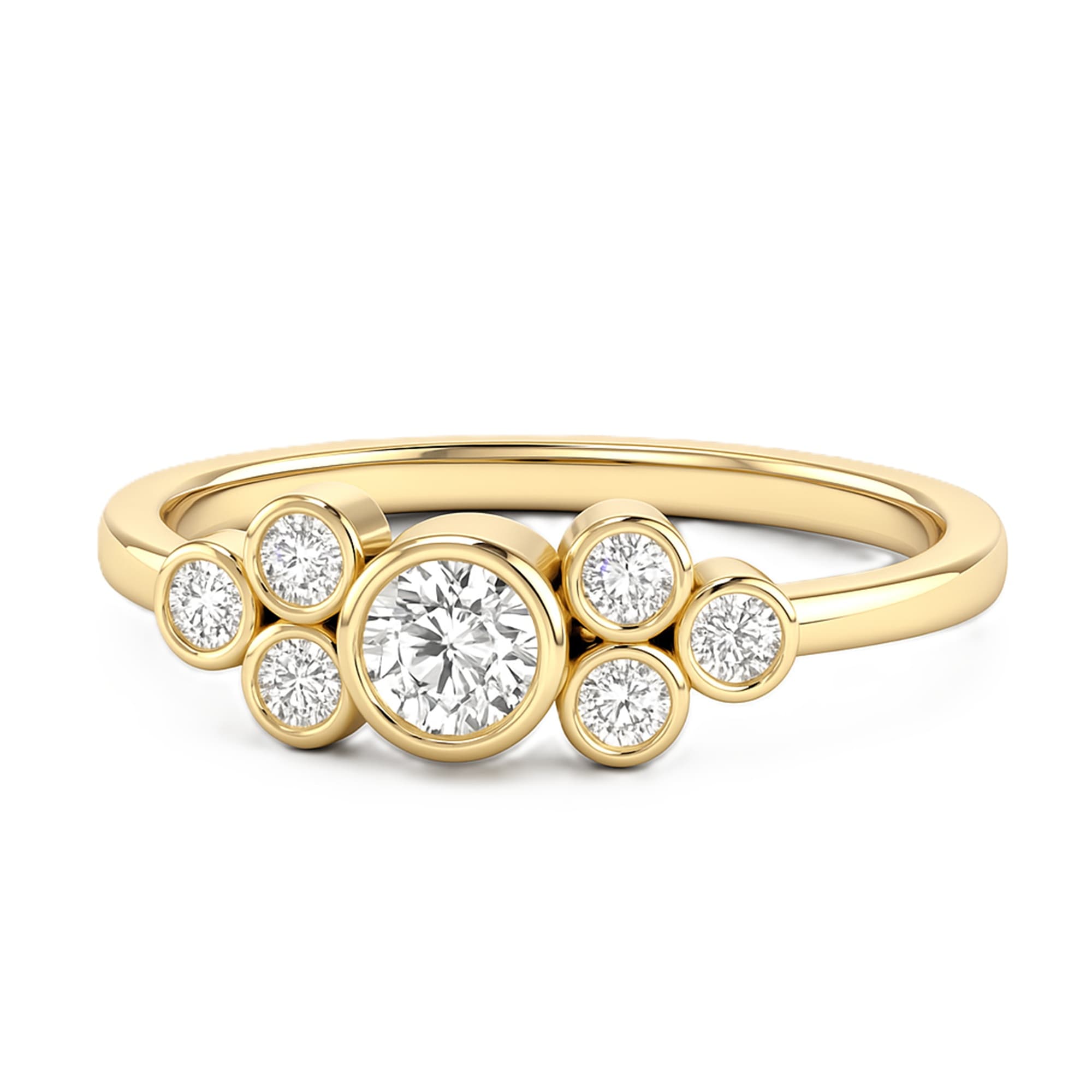 LGD Bezel Cluster Ring (1/2 ct. tw.), On hand view in yellow gold