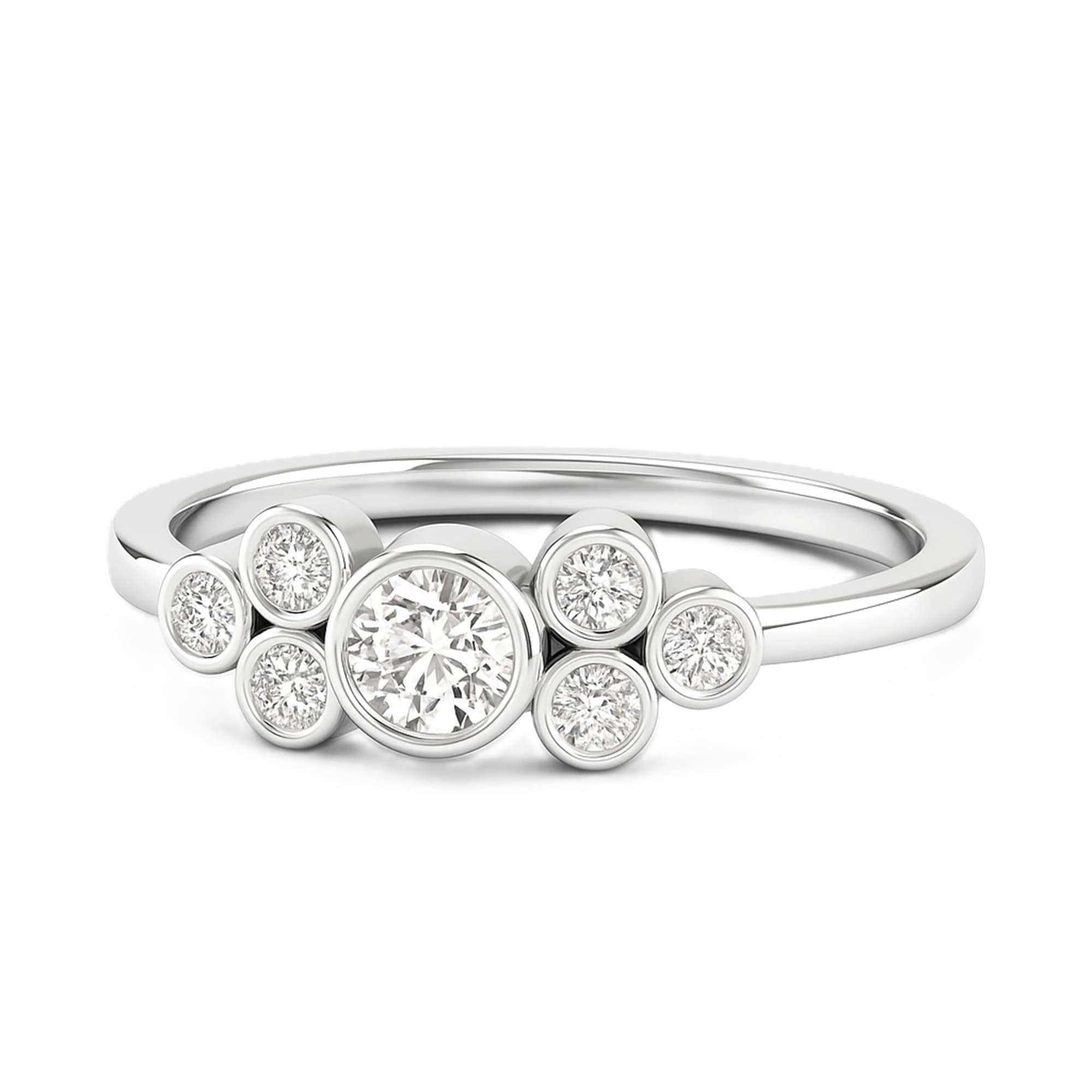 LGD Bezel Cluster Ring (1/2 ct. tw.), On hand view in white gold or platinum
