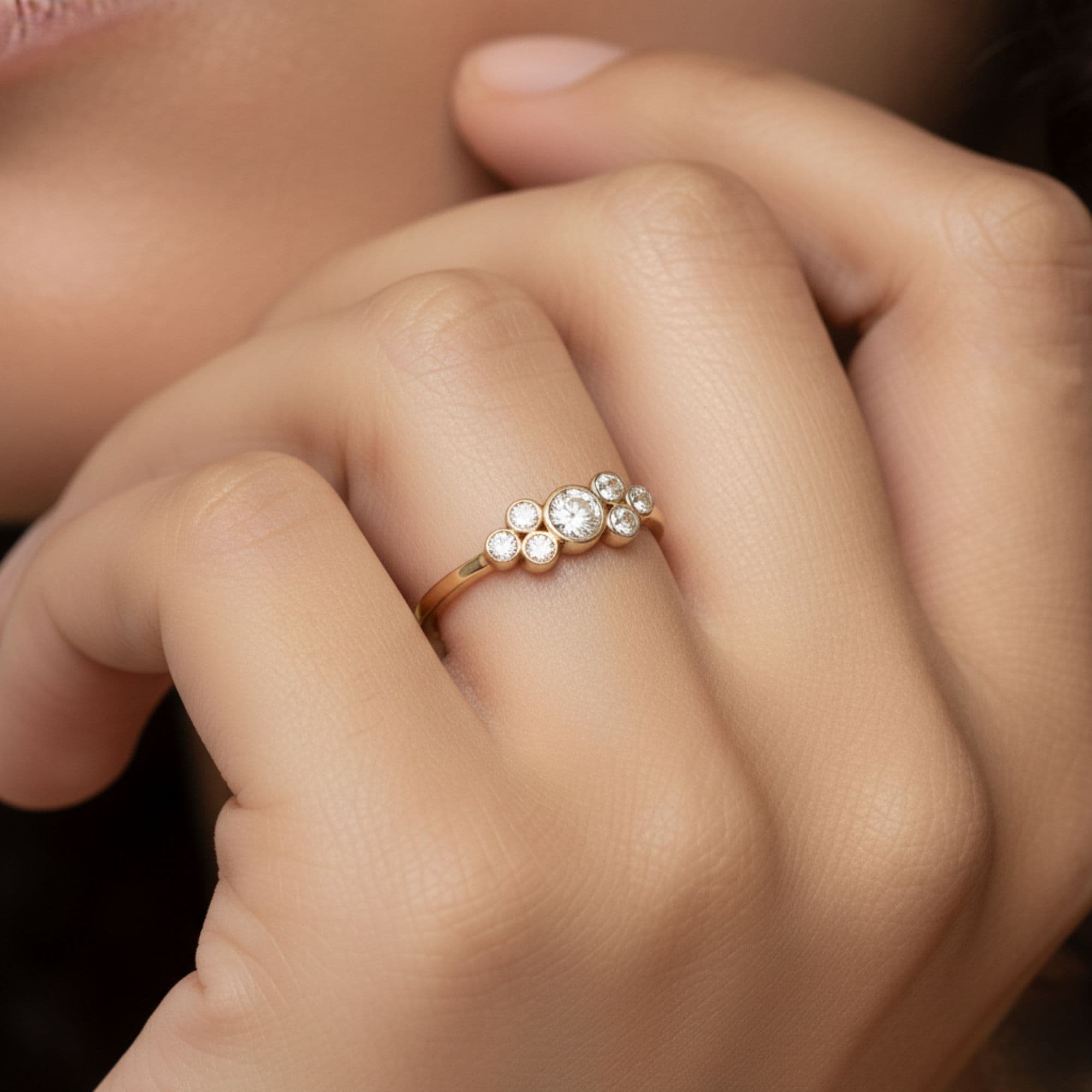 LGD Bezel Cluster Ring (1/2 ct. tw.), Side view in yellow gold
