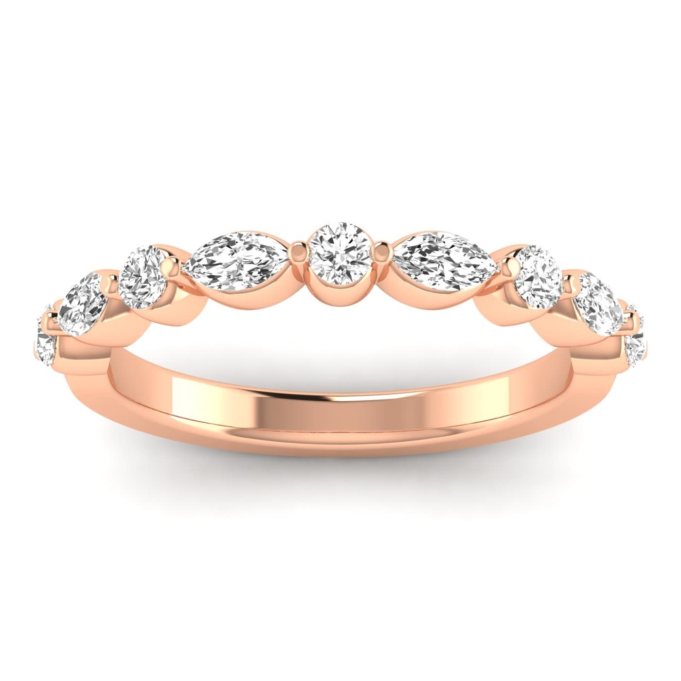 LGD Alternating Marquise & Round Band (0.6 ct. tw.), Front view in rose gold