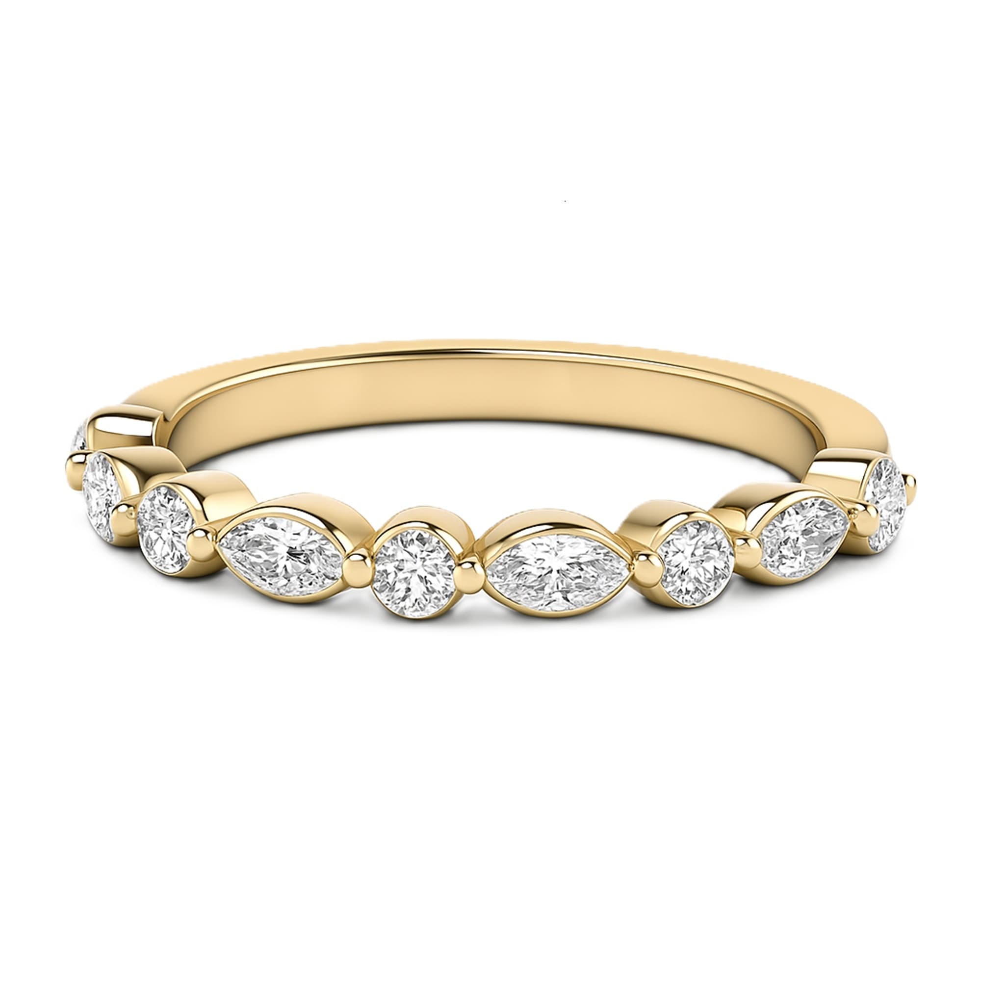 LGD Alternating Marquise & Round Band (0.6 ct. tw.), On hand view in yellow gold