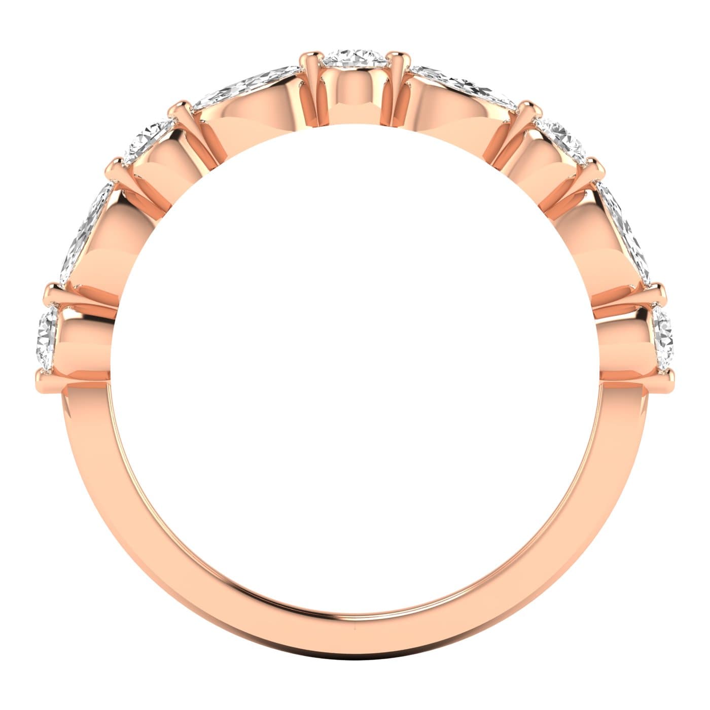 LGD Alternating Marquise & Round Band (0.6 ct. tw.), Side view in rose gold