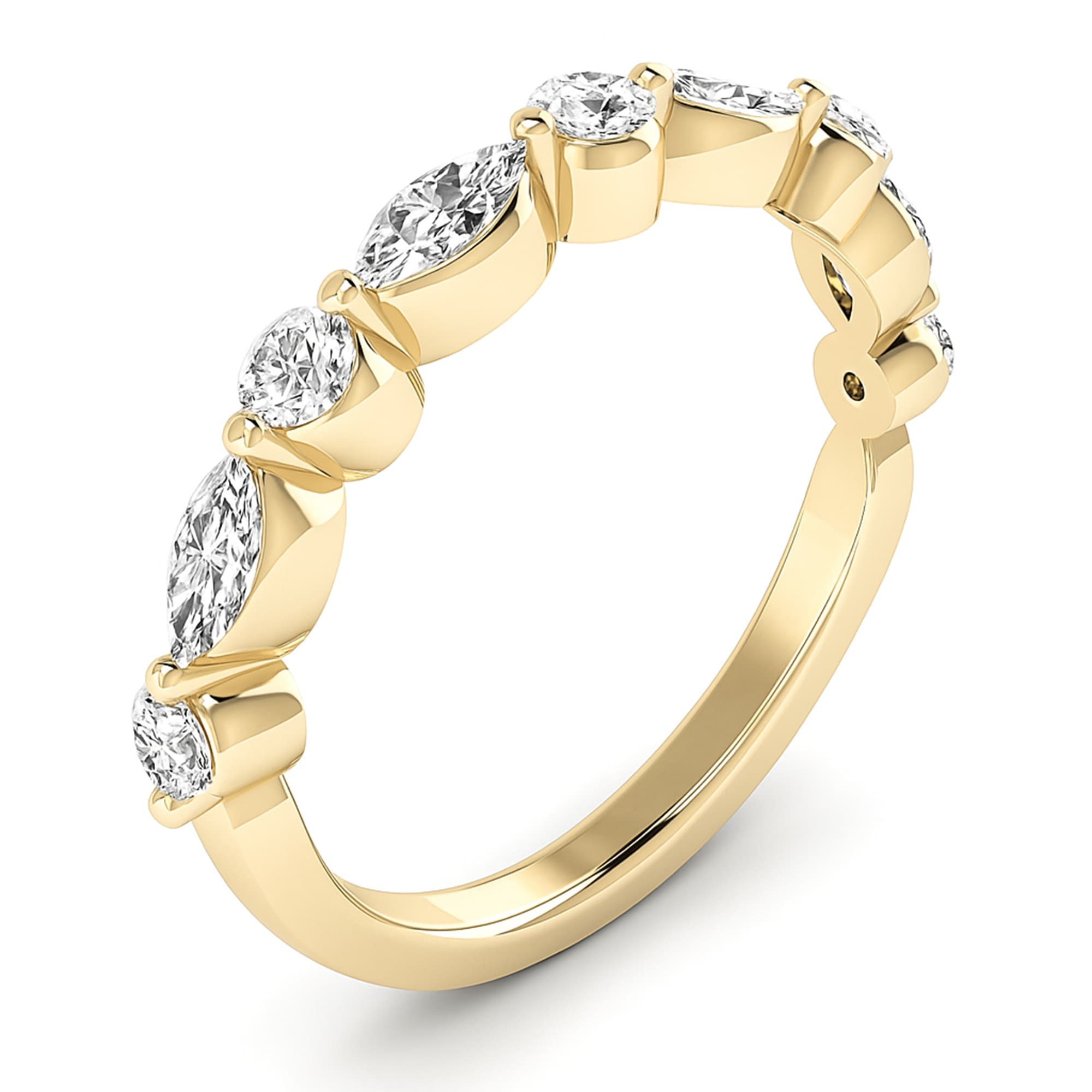 LGD Alternating Marquise & Round Band (0.6 ct. tw.), Top view in yellow gold