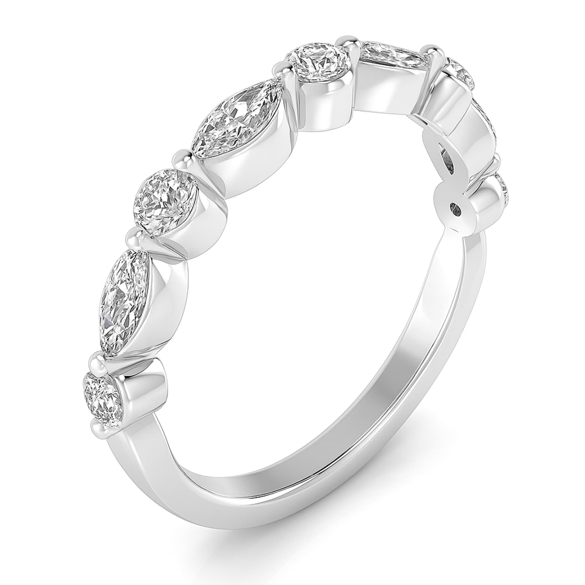 LGD Alternating Marquise & Round Band (0.6 ct. tw.), Top view in white gold or platinum