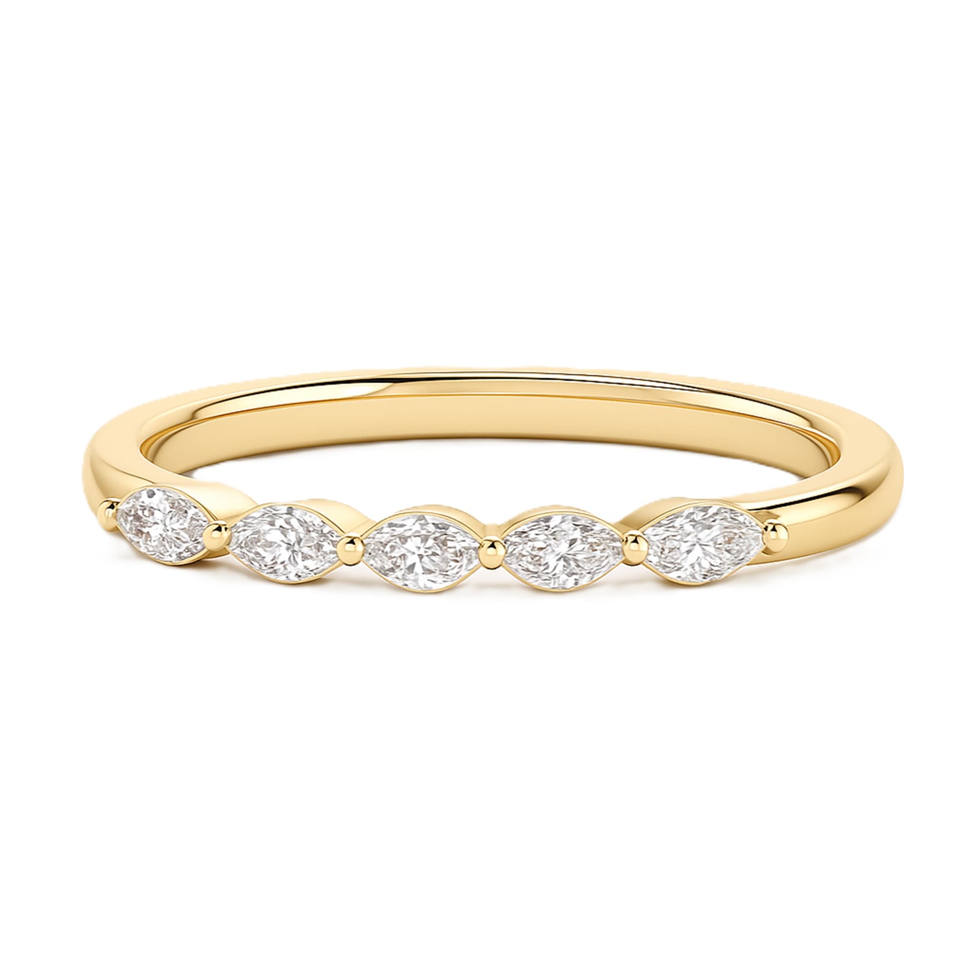 LGD 5-Stone Marquise Band (0.3 ct. tw.), On hand view in yellow gold