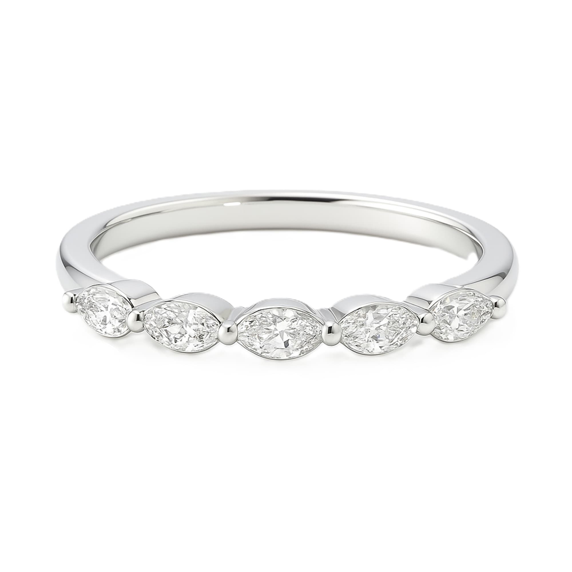 LGD 5-Stone Marquise Band (0.3 ct. tw.), On hand view in white gold or platinum
