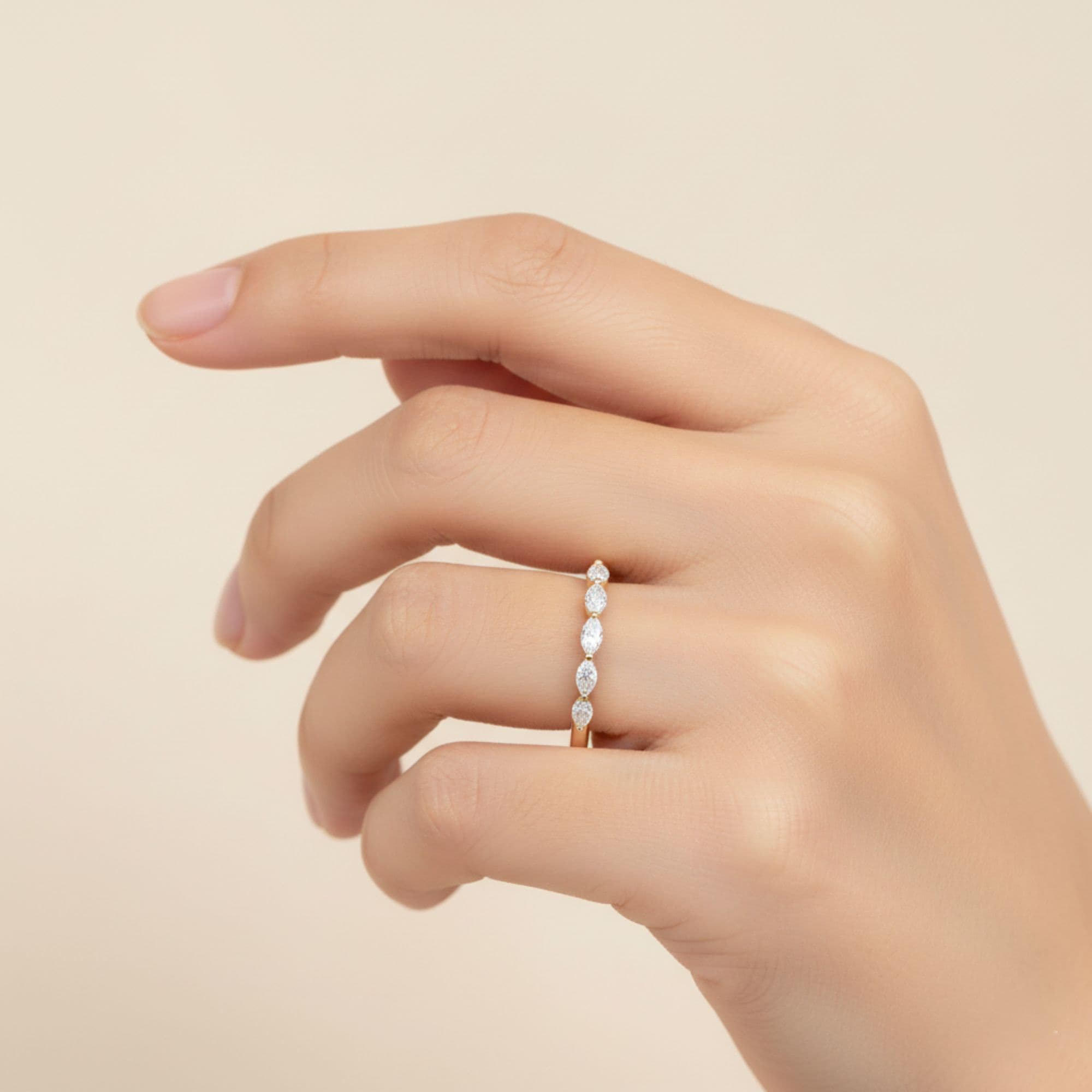 LGD 5-Stone Marquise Band (0.3 ct. tw.), Side view in yellow gold