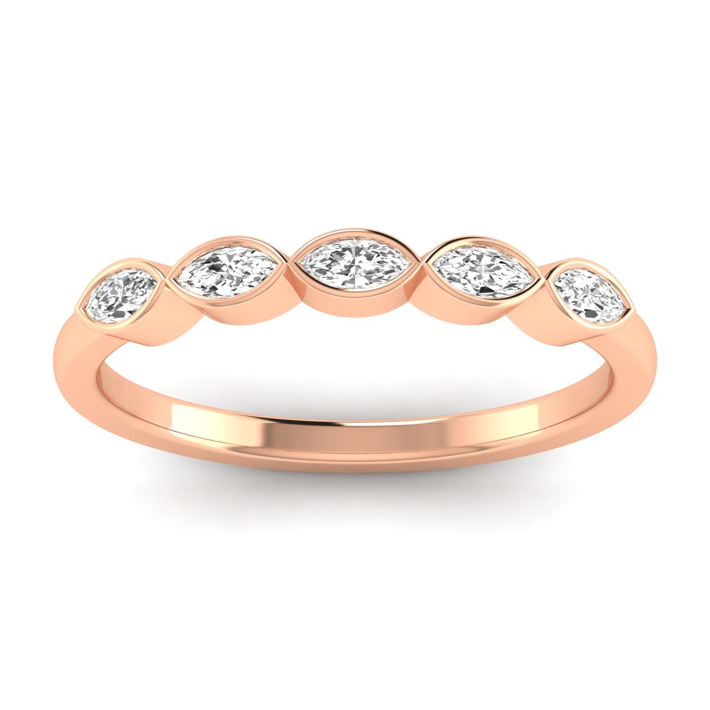 LGD 5-Stone Bezel Set Marquise Band (1/4 ct. tw.), Front view in rose gold