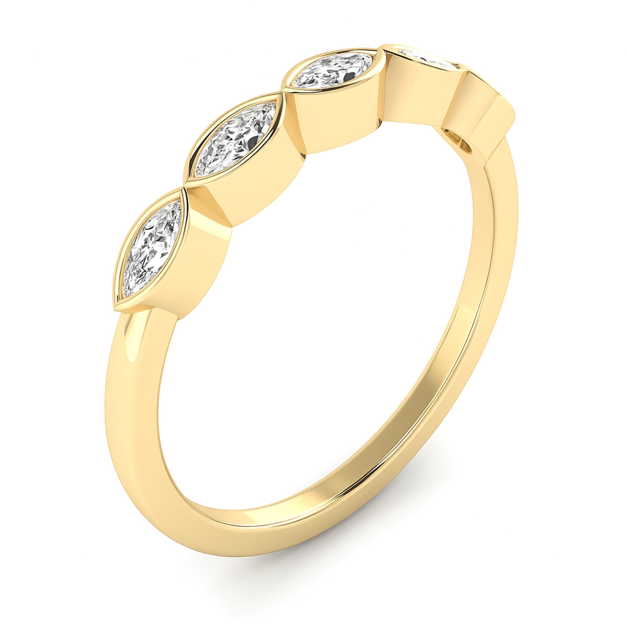 LGD 5-Stone Bezel Set Marquise Band (1/4 ct. tw.), Top view in yellow gold